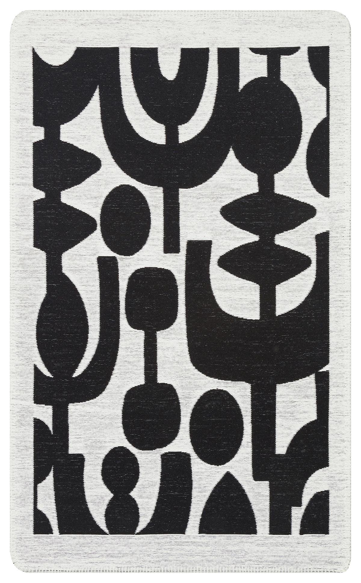 ARYA NEO ARN 07 WHITE BLACK  Yıkanabilir Kaymaz Tabanlı Modern Pamuk Kilim