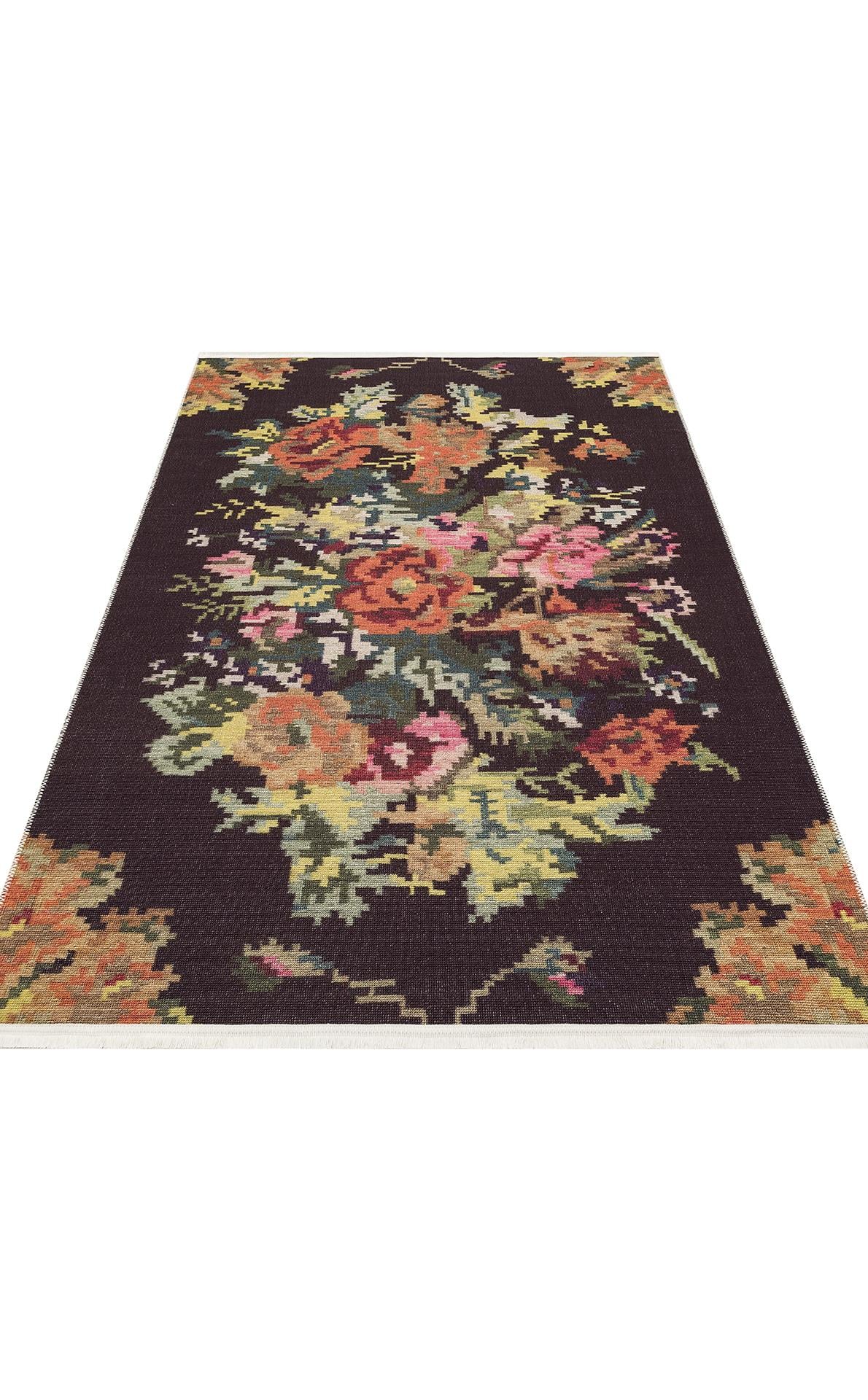 ELISTA ELS 102 BLACK MULTY  Vintage Desenlere Sahip Kaydırmaz Yıkanabilir Modern Halı