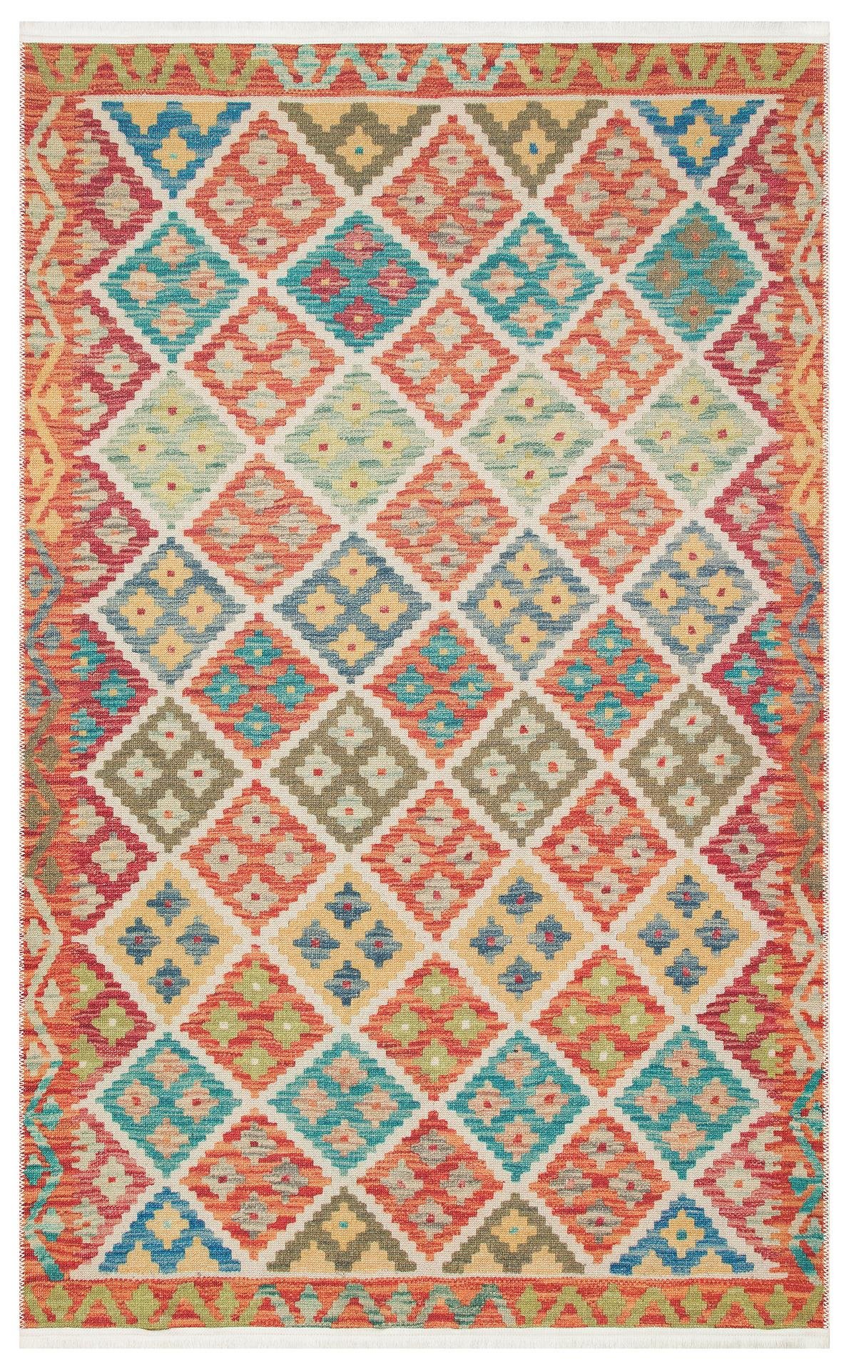 ELISTA ELS 104 CREAM MULTY  Vintage Desenlere Sahip Kaydırmaz Yıkanabilir Modern Halı