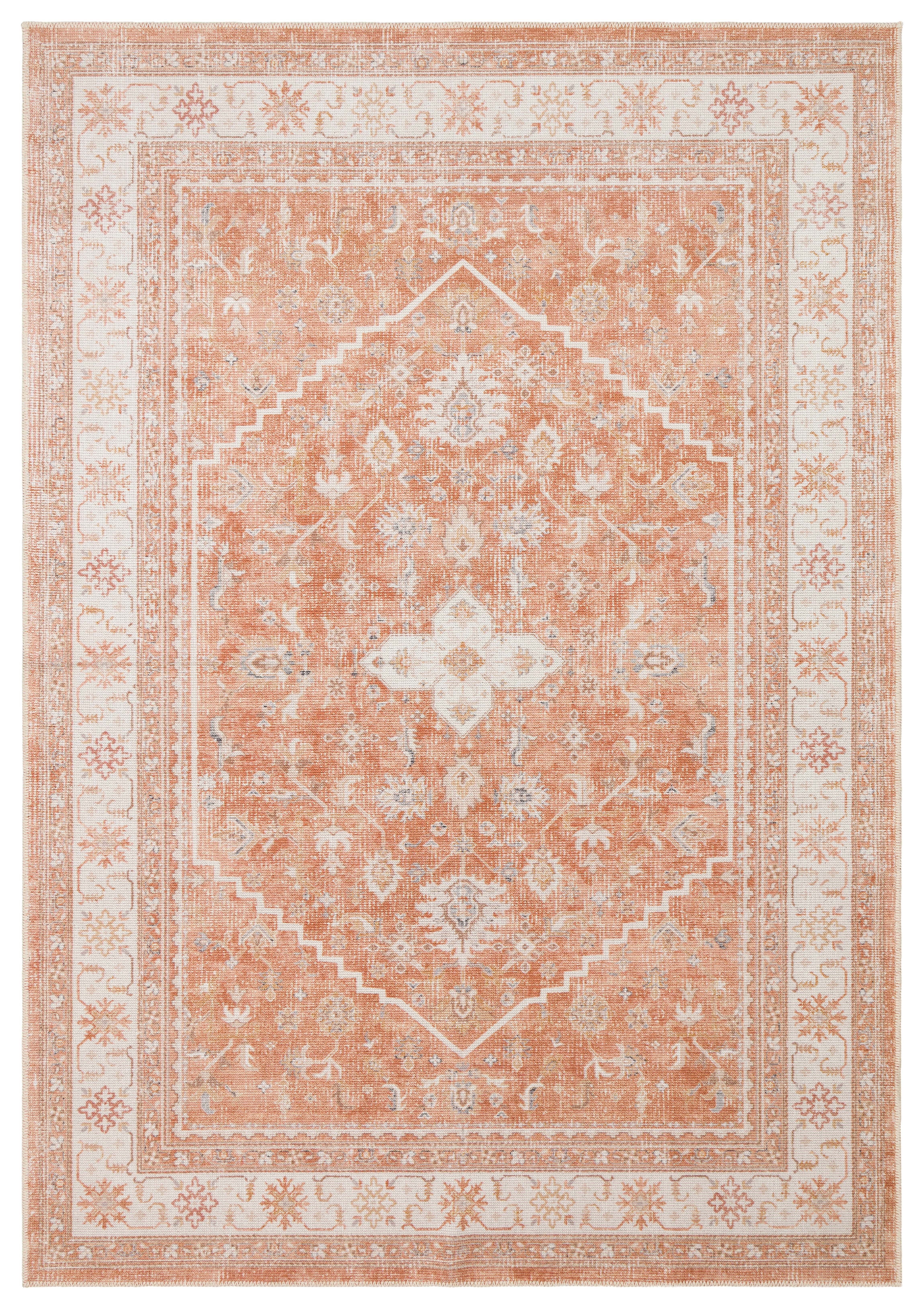 ELISTA VINTAGE ELS 201 TERRA  Vintage Tasarımlı Yumuşak Bukle Dokuma Kaymaz Tabanlı Yıkanabilir Modern Halı