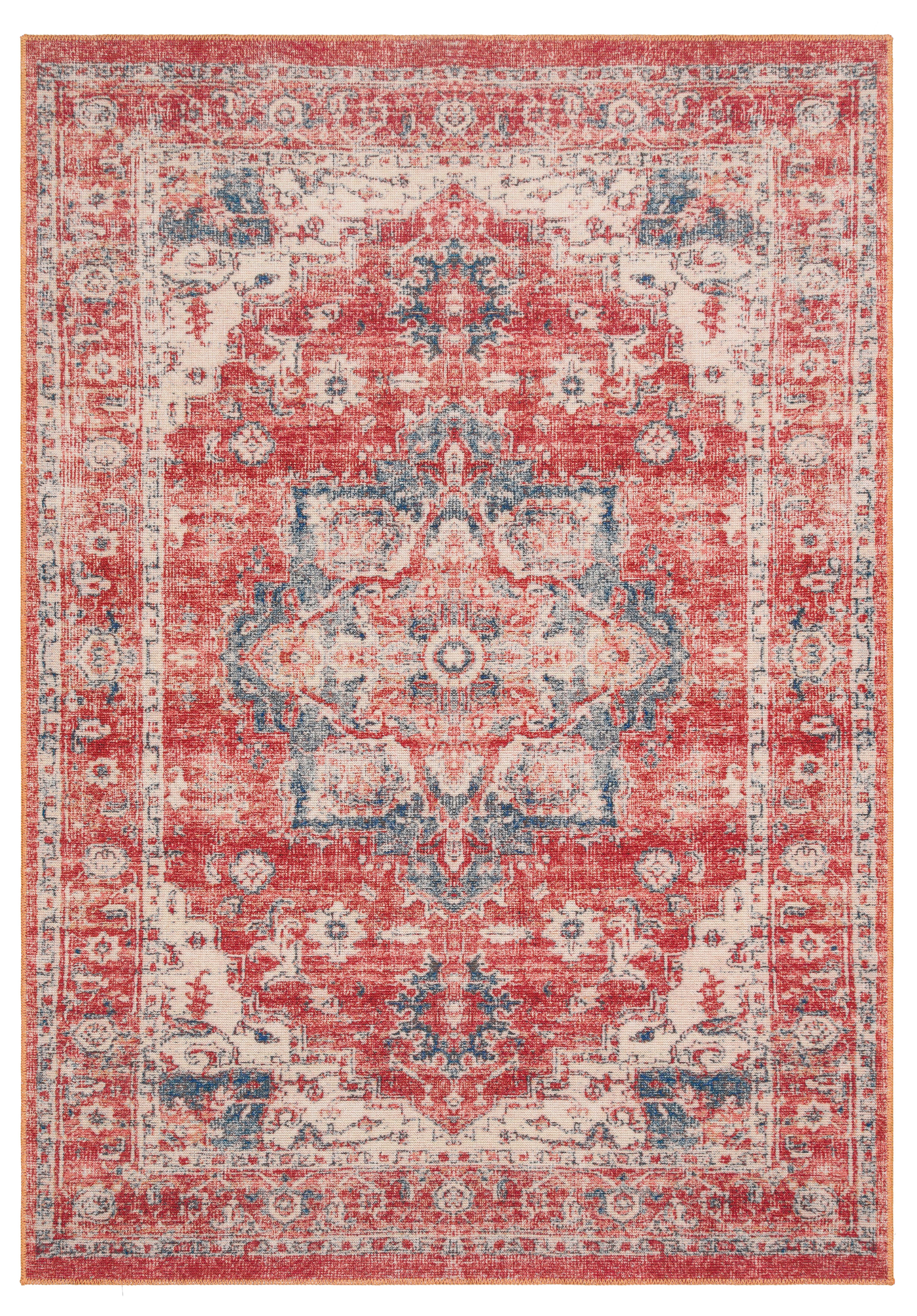 ELISTA VINTAGE ELS 202 RED BEIGE  Vintage Tasarımlı Yumuşak Bukle Dokuma Kaymaz Tabanlı Yıkanabilir Modern Halı