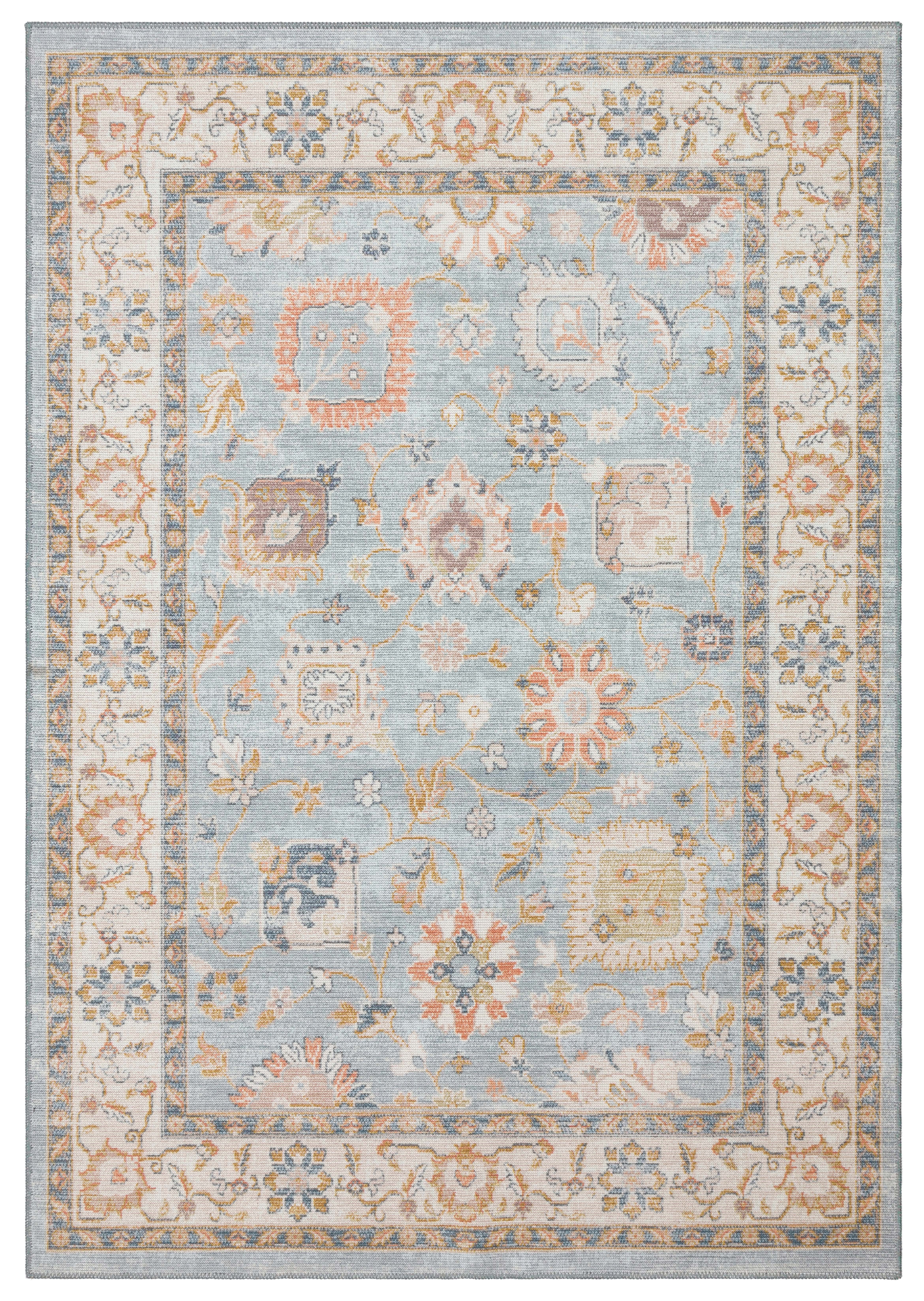 ELISTA VINTAGE ELS 203 BLUE BEIGE  Vintage Tasarımlı Yumuşak Bukle Dokuma Kaymaz Tabanlı Yıkanabilir Modern Halı
