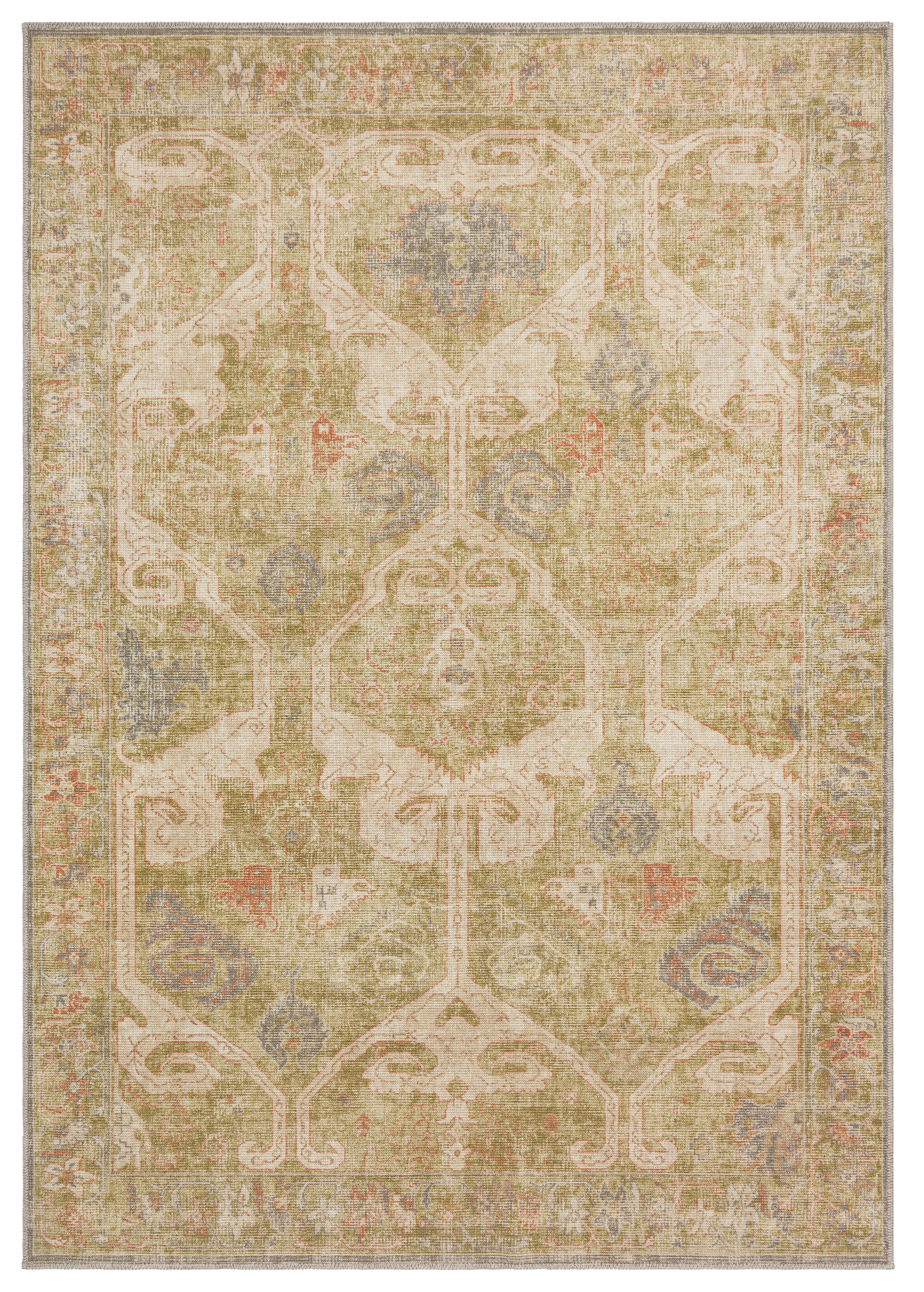 ELISTA VINTAGE ELS 206 OLIVE  Vintage Tasarımlı Yumuşak Bukle Dokuma Kaymaz Tabanlı Yıkanabilir Modern Halı