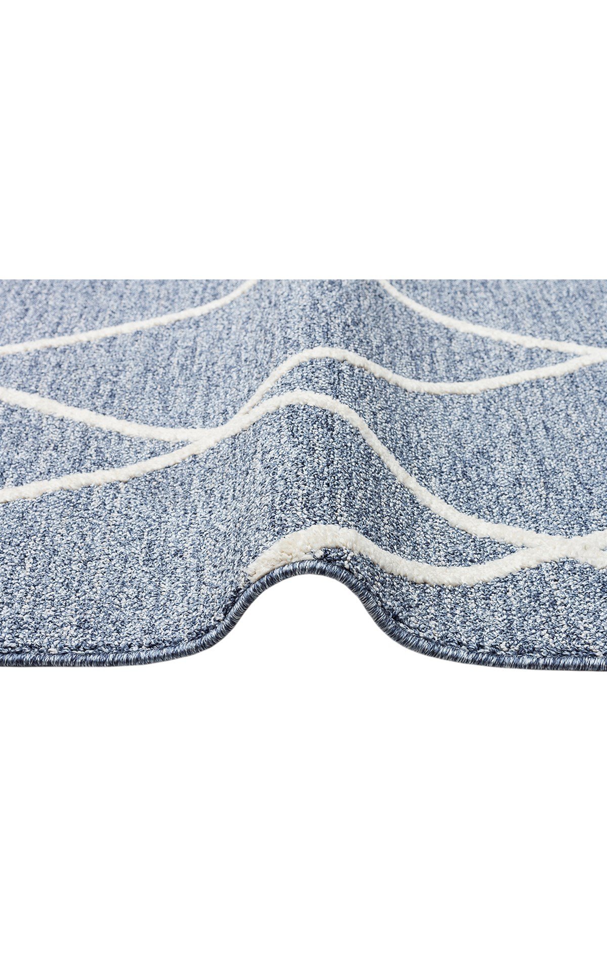ETNA ETN 02 BLUE CREAM  Hav Toz Vermez Örgü Dokulu Modern Bukleli Makine Halısı