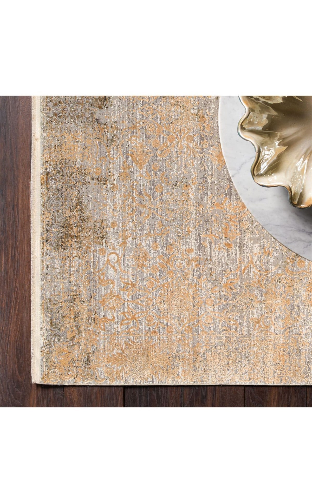FRESCO DYED FSD 01 D.GOLD  Bambu Viskon ile Üretilen Yıkanabilir Modern Salon Halısı