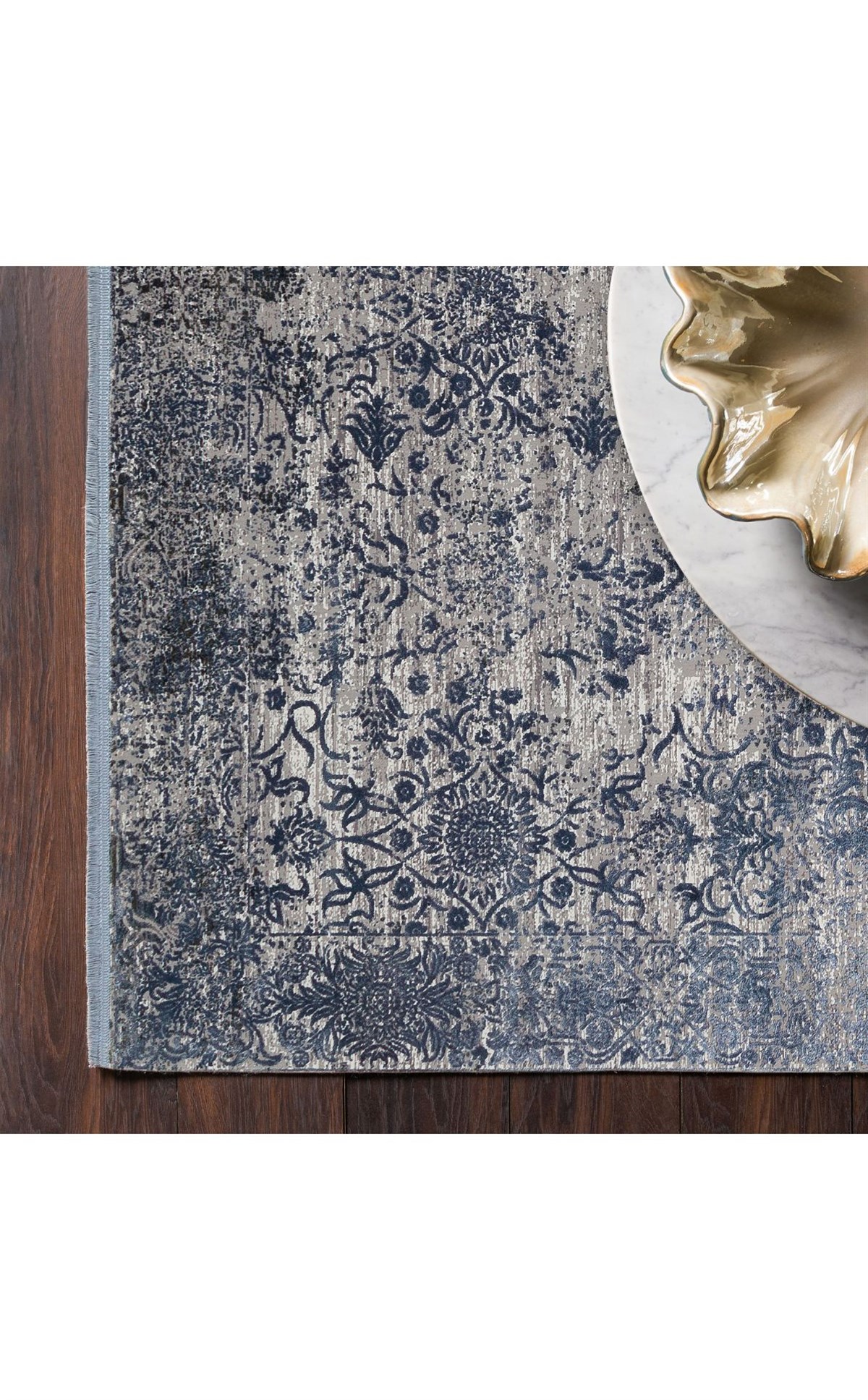 FRESCO DYED FSD 01 MARINE  Bambu Viskon ile Üretilen Yıkanabilir Modern Salon Halısı