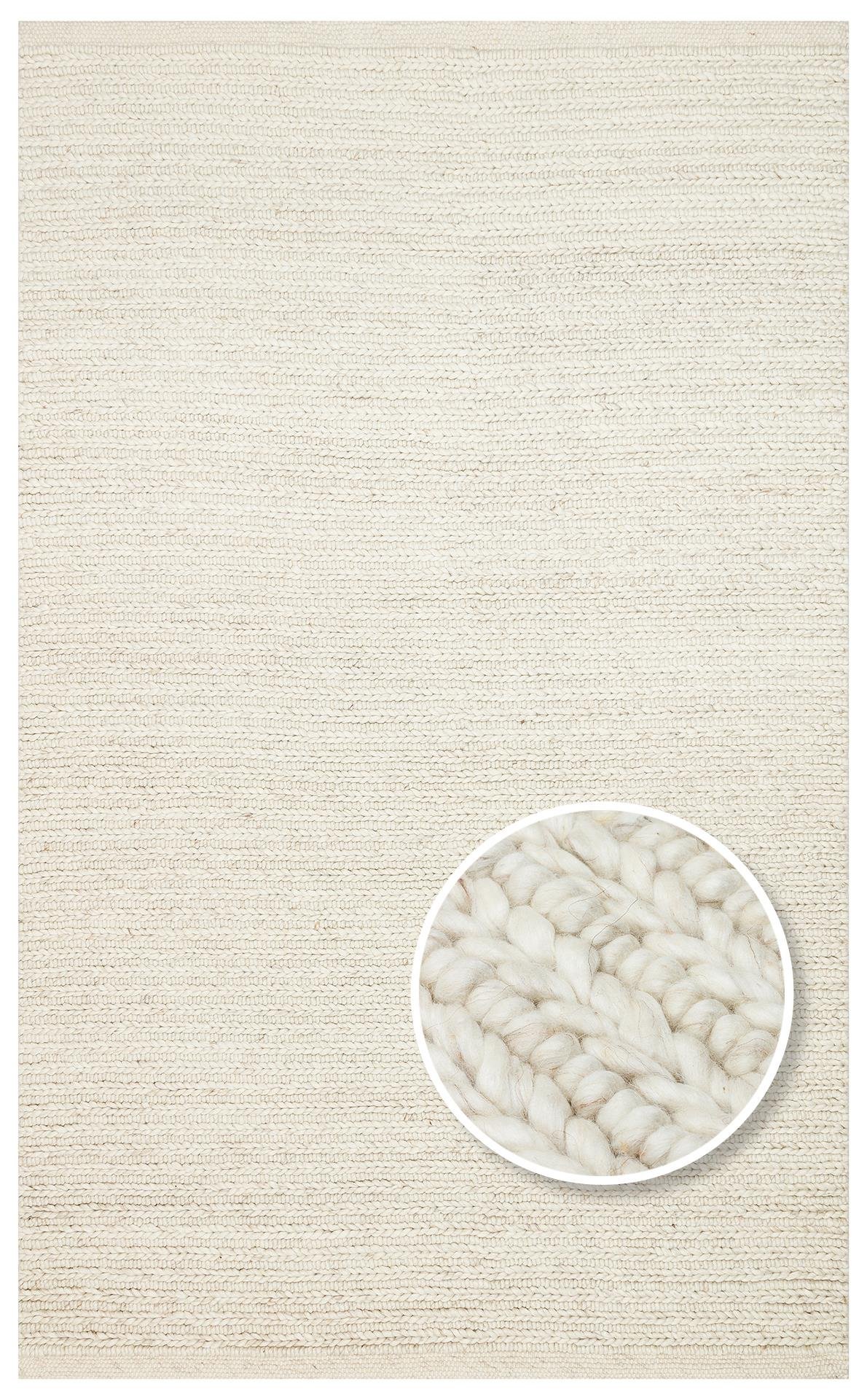 JADE JD 07 L.BEIGE  Naturel Kazak Örgü Desenli El Dokuma Örgü Halı