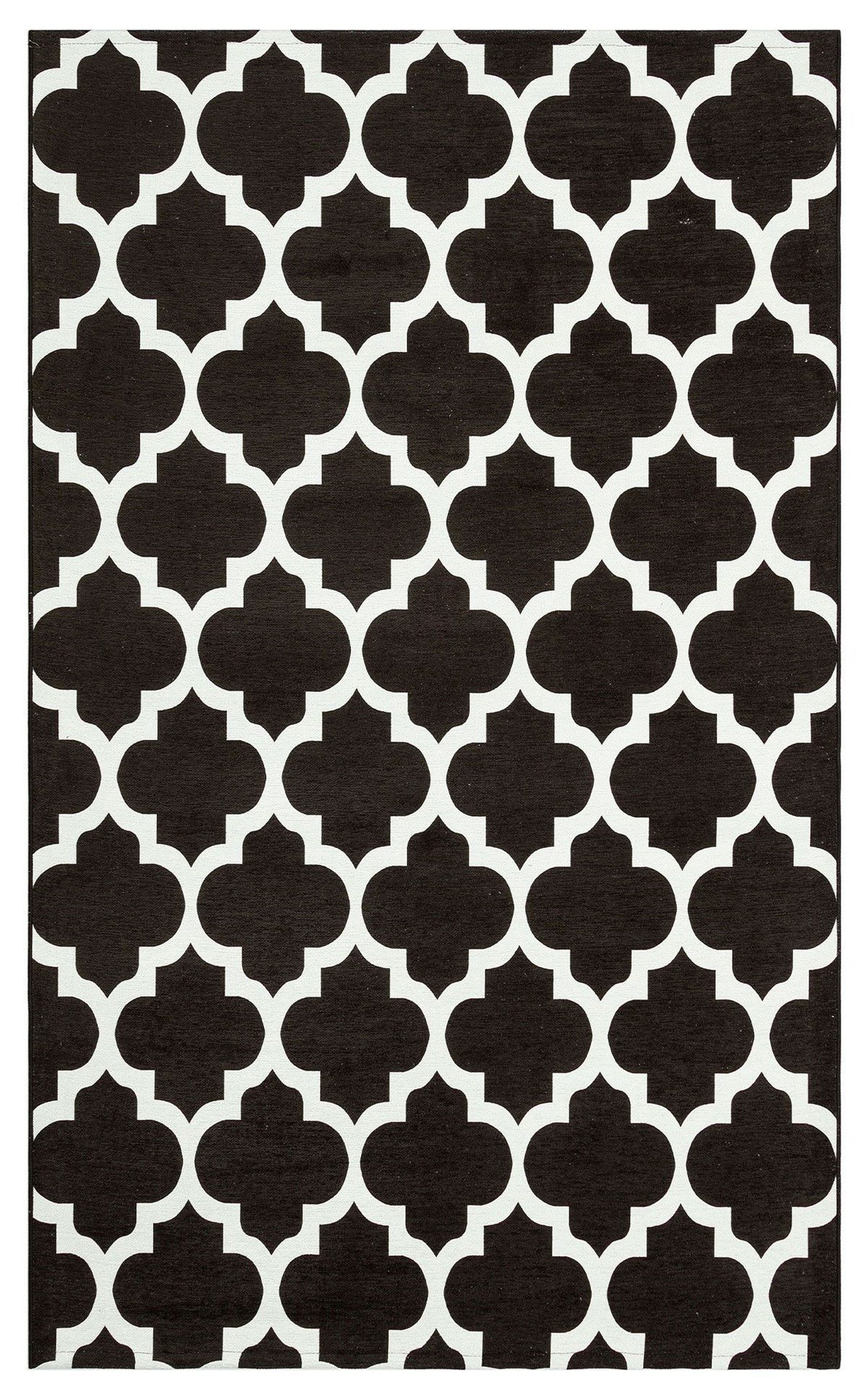 LUNA LN 33 BLACK NW  Baskı Desenli Hav Toz vermez Yıkanabilir Pamuk Polyester ile Üretilen İnce Halı