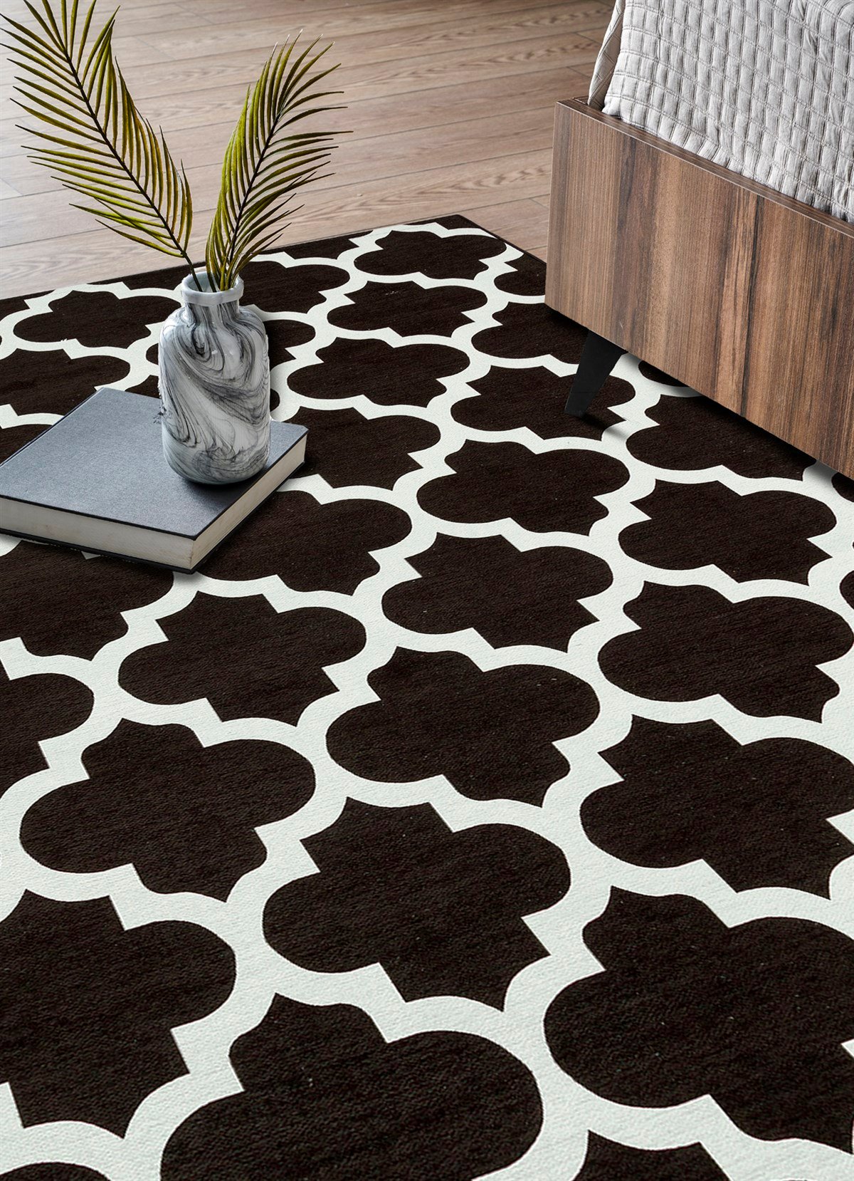 LUNA LN 33 BLACK NW  Otantik Geleneksel Desenli Yıkanabilir Renkli Baskı Kilim