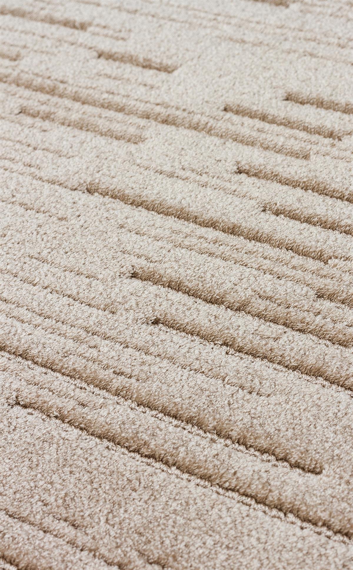 MISSORI MSR 05 BEIGE  Hav Toz Vermez Sade Desenli Yumuşak Dokulu Modern Makine Halısı