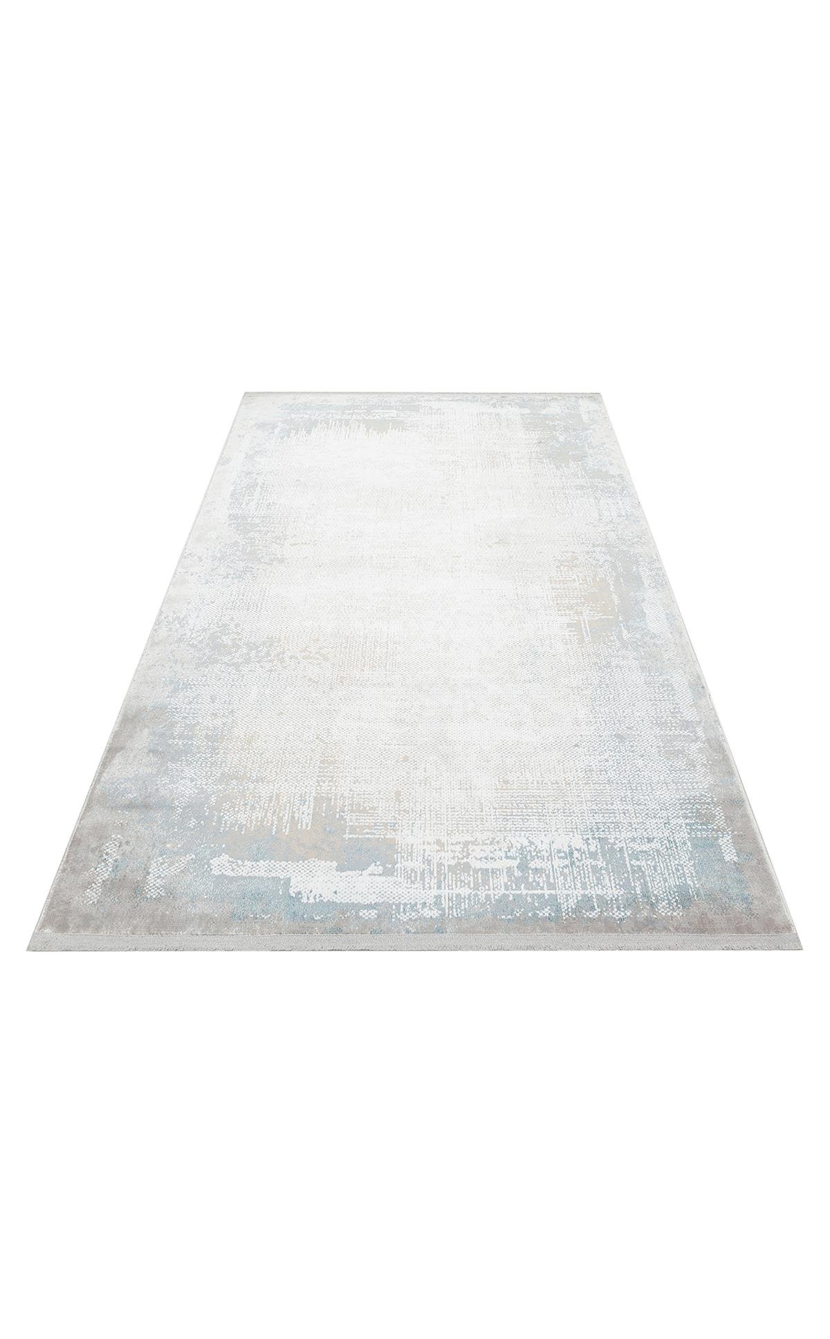 MODENA MDN 04 CREAM BLUE  Şık ve Modern Sıkı Dokuma Hav Toz Vermez Makine Halısı