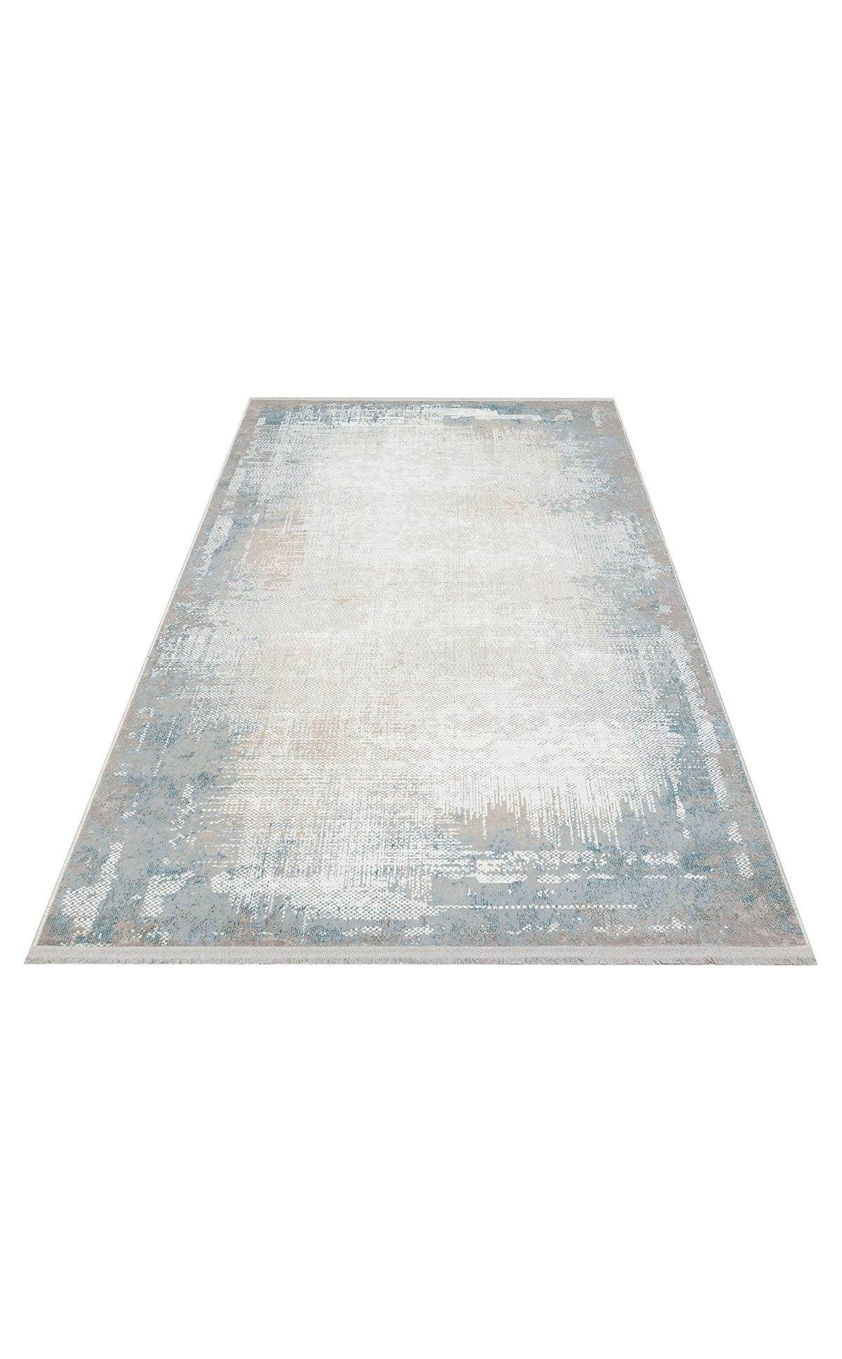 MODENA MDN 04 CREAM BLUE  Şık ve Modern Sıkı Dokuma Hav Toz Vermez Makine Halısı
