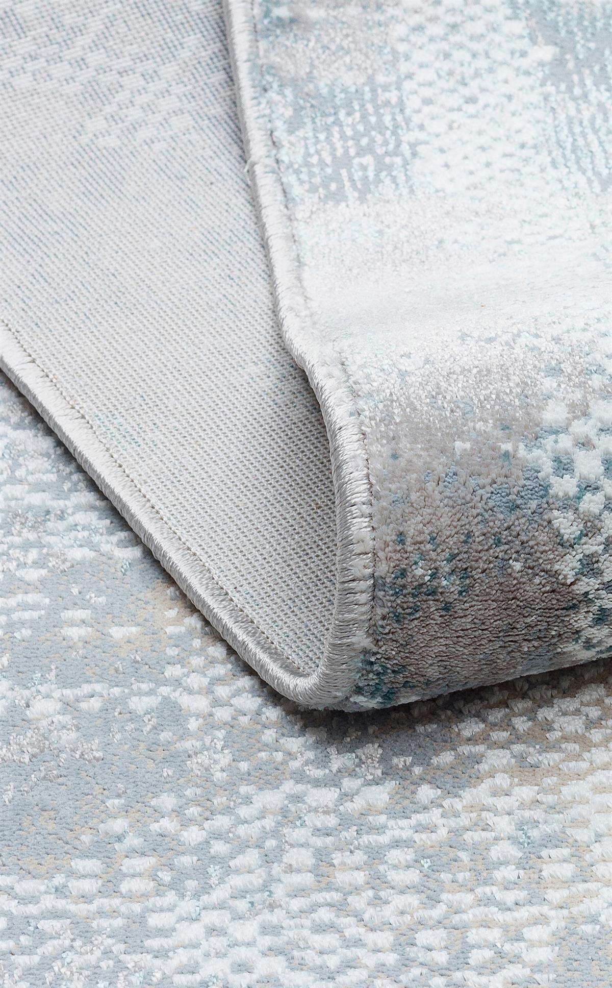 MODENA MDN 04 CREAM BLUE  Şık ve Modern Sıkı Dokuma Hav Toz Vermez Makine Halısı