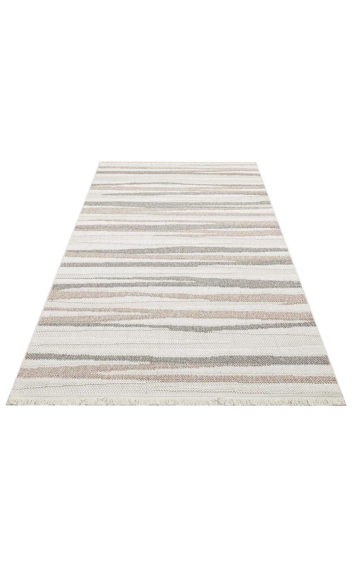 MOTTO MOT 02 WHITE BEIGE  Yumuşak Tuşeli Örgü Dokuma Modern Makine Halısı