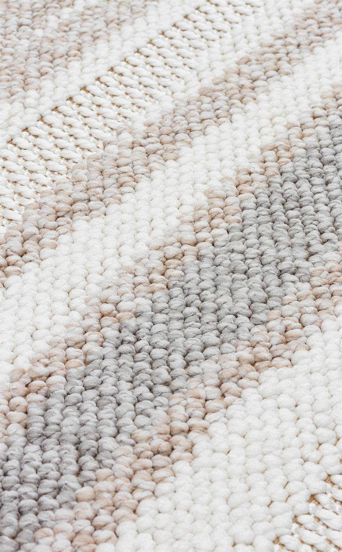 MOTTO MOT 02 WHITE BEIGE  Yumuşak Tuşeli Örgü Dokuma Modern Makine Halısı