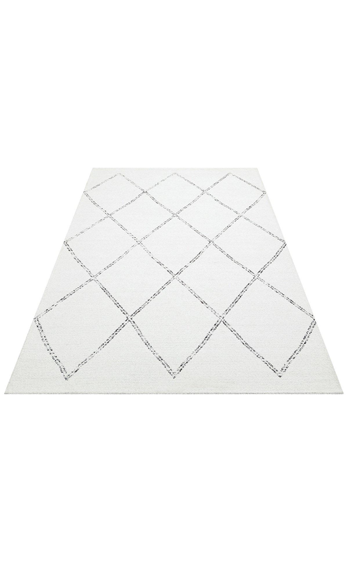 NEVADA NVD 03 WHITE BLACK  Özel Moroccon Tuşeli Hav Toz Vermez Kaymaz Tabanlı İnce Dokuma Modern Halı