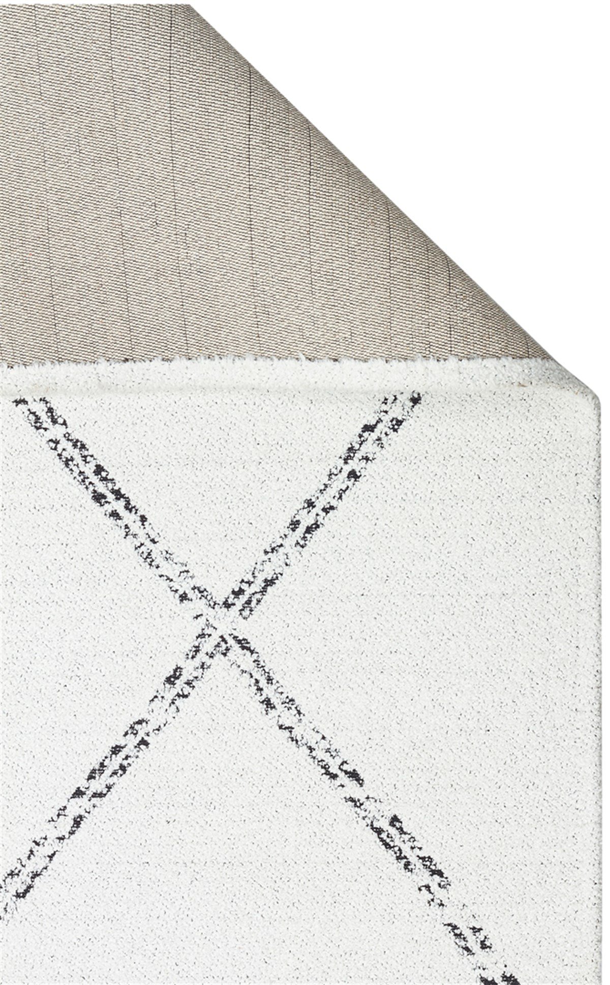 NEVADA NVD 03 WHITE BLACK  Özel Moroccon Tuşeli Hav Toz Vermez Kaymaz Tabanlı İnce Dokuma Modern Halı