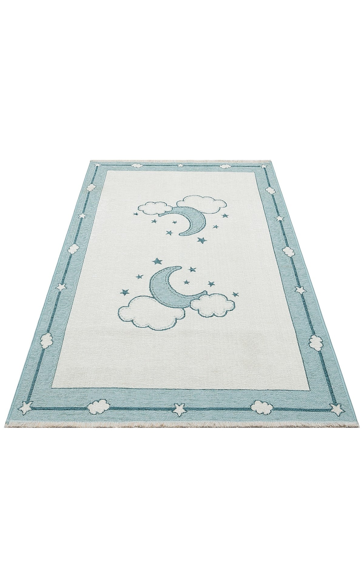 NOA BABY NB 01 BLUE  Yıkanabilir Çift Taraflı Yumuşak Dokulu İnce Çocuk-Bebek Odası Halısı