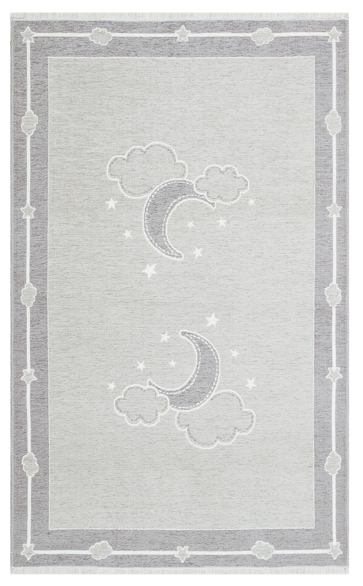 NOA BABY NB 01 GREY  Yıkanabilir Hav Toz vermez Çift Taraflı Pamuk Polyster İnce Çocuk - Bebek Odası Halısı