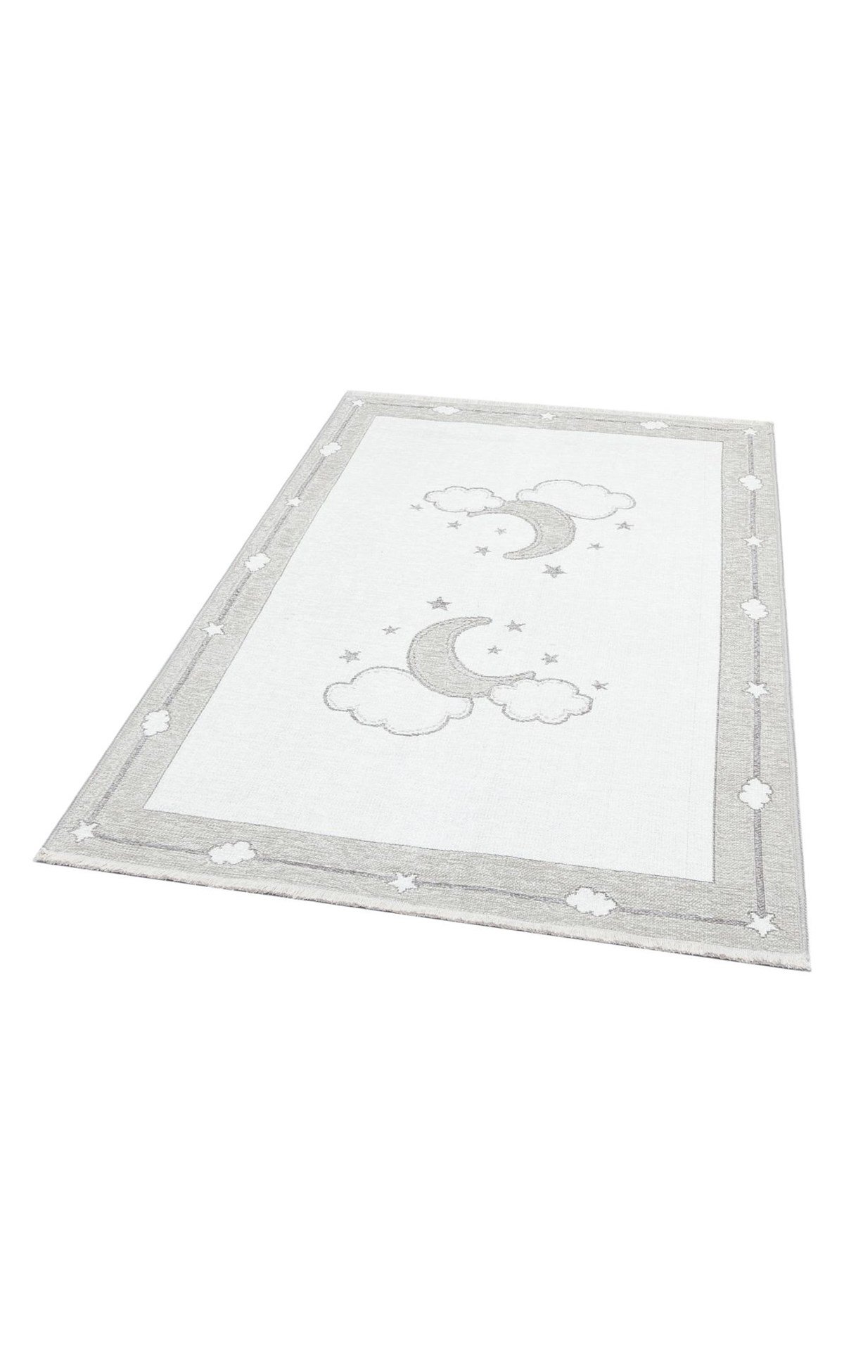 NOA BABY NB 01 GREY  Yıkanabilir Hav Toz vermez Çift Taraflı Pamuk Polyster İnce Çocuk - Bebek Odası Halısı