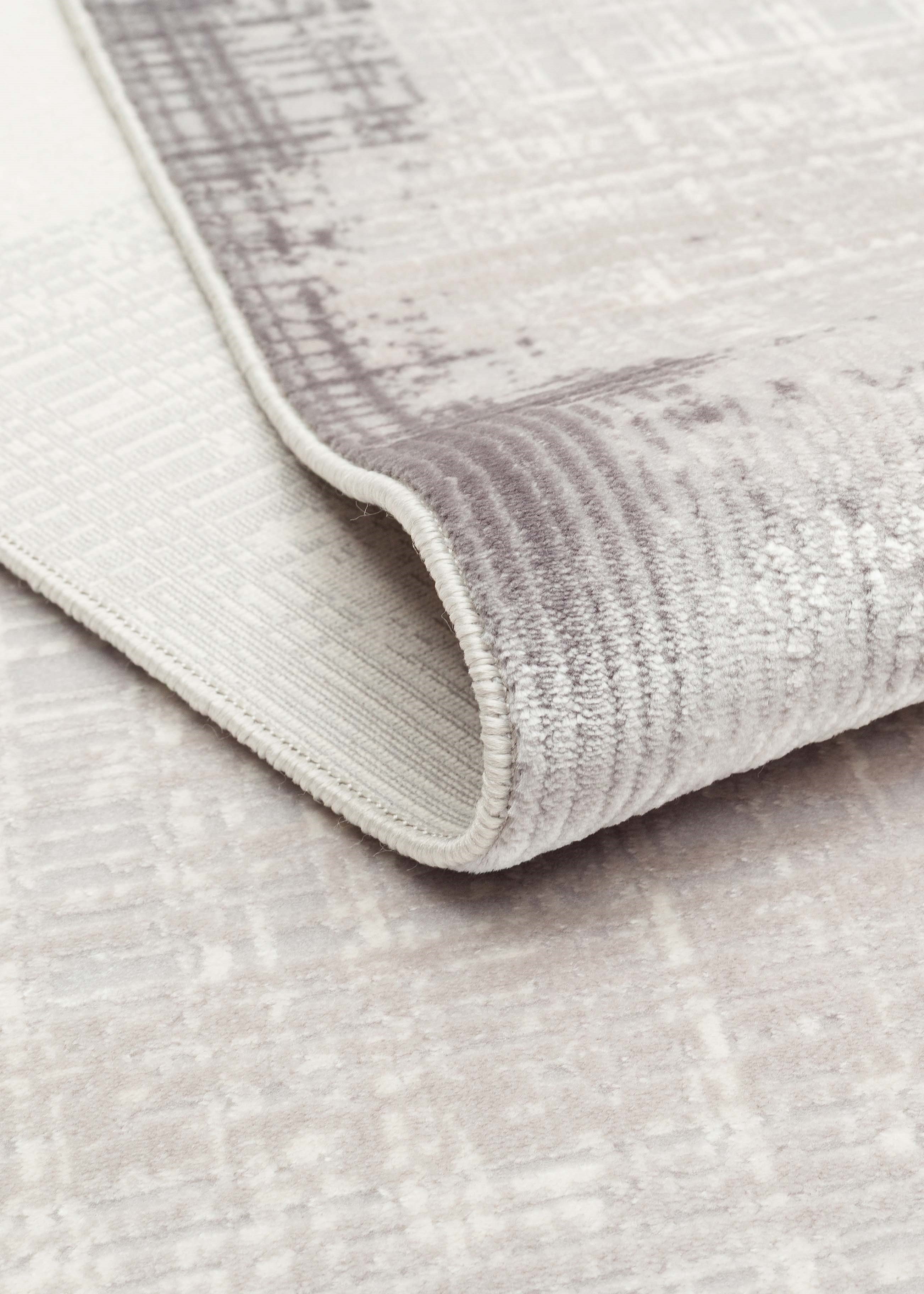 PERA PERA 01 GREY  Yıkanabilir Modern Desenli Kaymaz Tabanlı Akrilik Makine Halısı