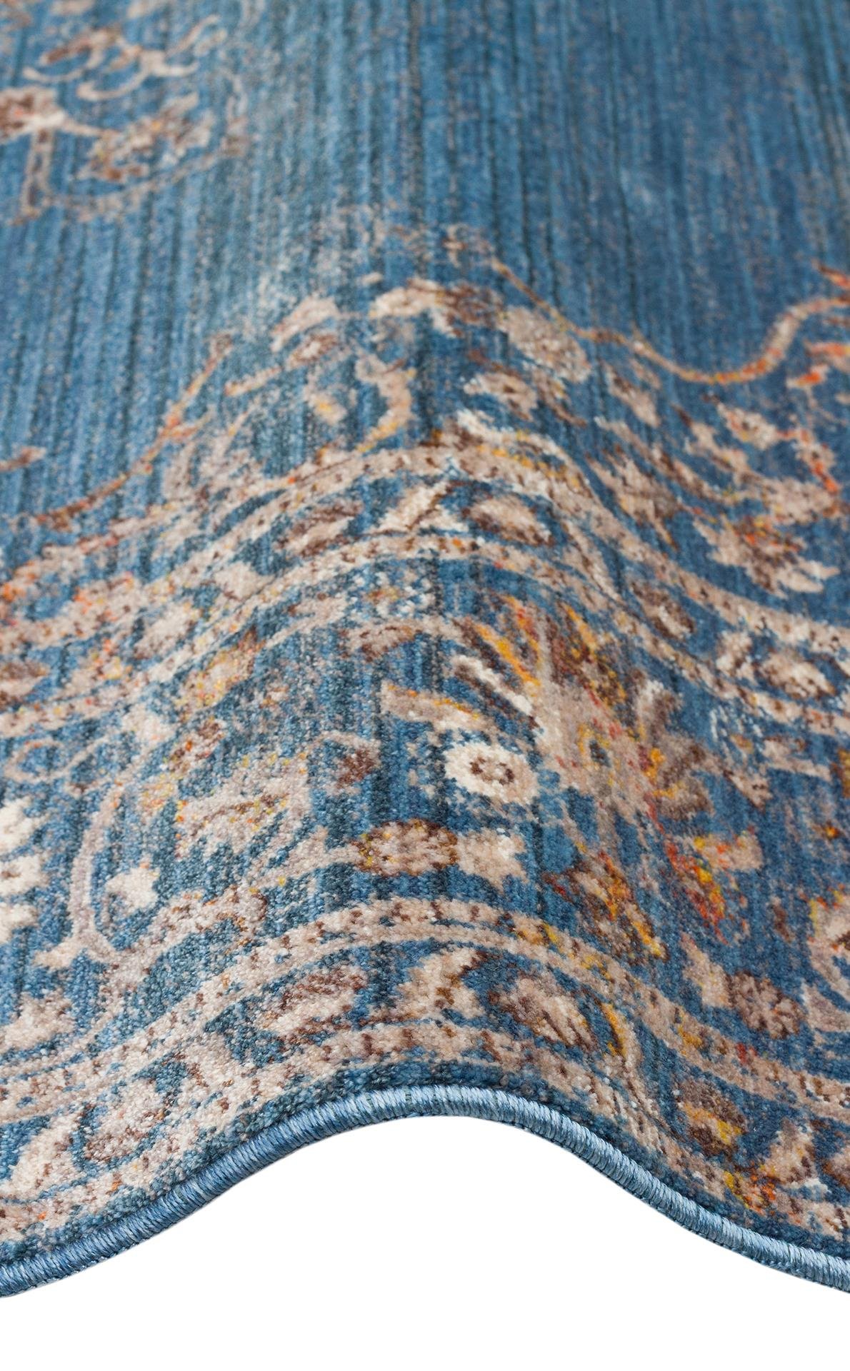 PIETRA PTA 18 NAVY  Sıcak Renk Tonlarını Etnik Desenler ile Buluşturan Yumuşak Tuşeli Makine Halısı