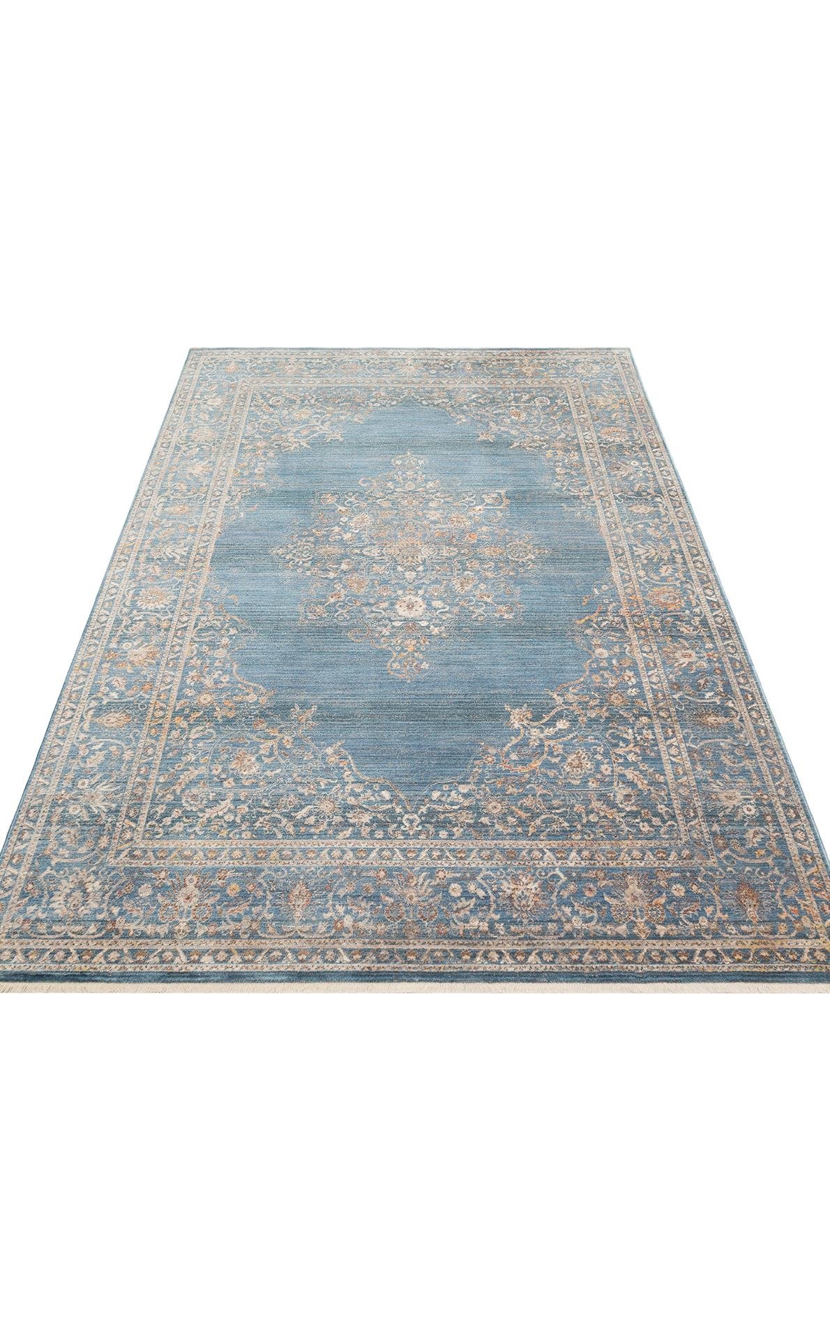 PIETRA PTA 18 NAVY  Sıcak Renk Tonlarını Etnik Desenler ile Buluşturan Yumuşak Tuşeli Makine Halısı