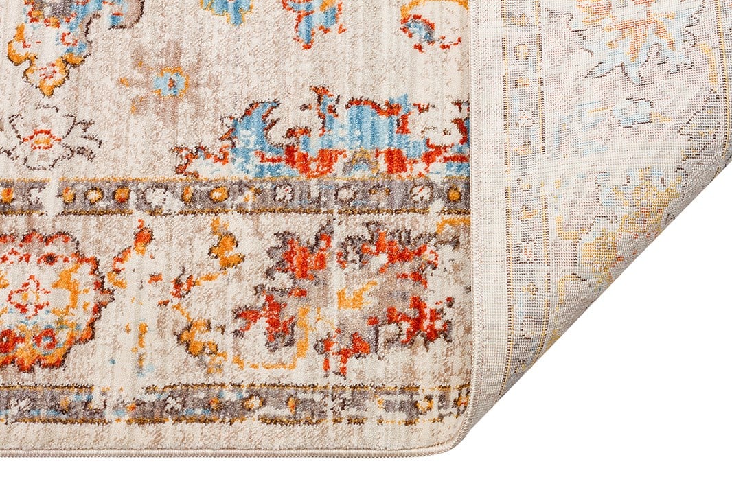 PIETRA PTA 23 CREAM TERRA  Sıcak Renk Tonlu Etnik Desenli Yumuşak Dokulu Makine Halısı