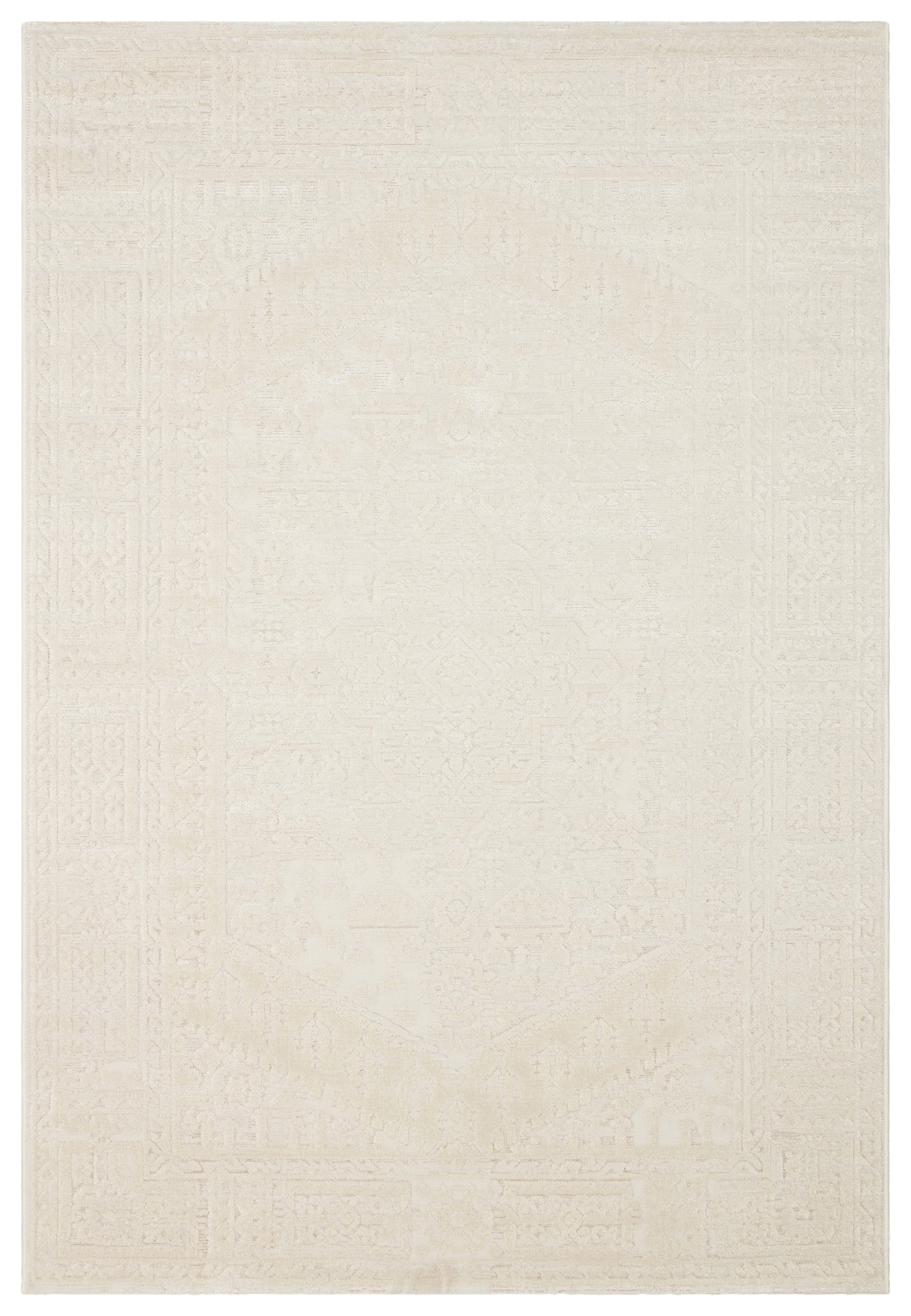 RIVERA RVR 02 WHITE  Modern ve Klasik Desenli Yüksek Alçak Çift Boyutlu Dokumaya Sahip Yumuşak Tuşeli Makine Halısı