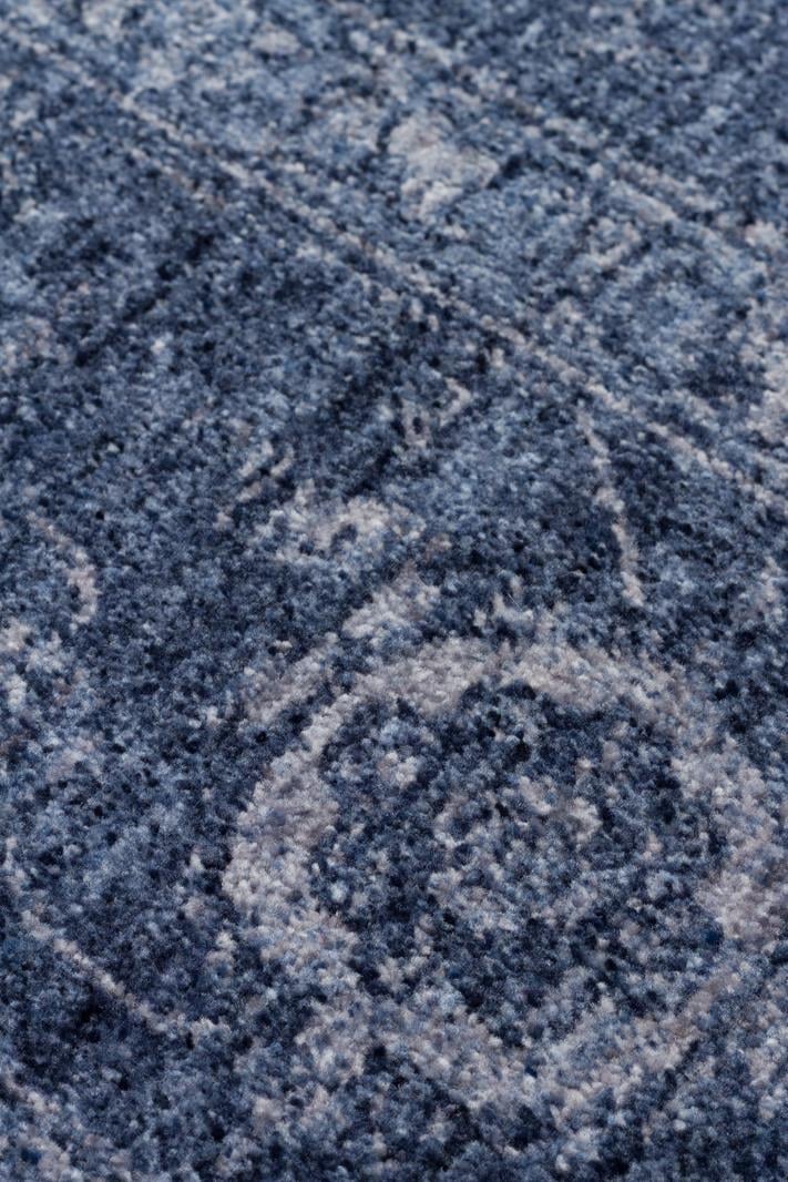 SHIRAZ SHR 03 NAVY  Vintage Eskitme Desenli Modern Yumuşak Dokulu Makine Halısı