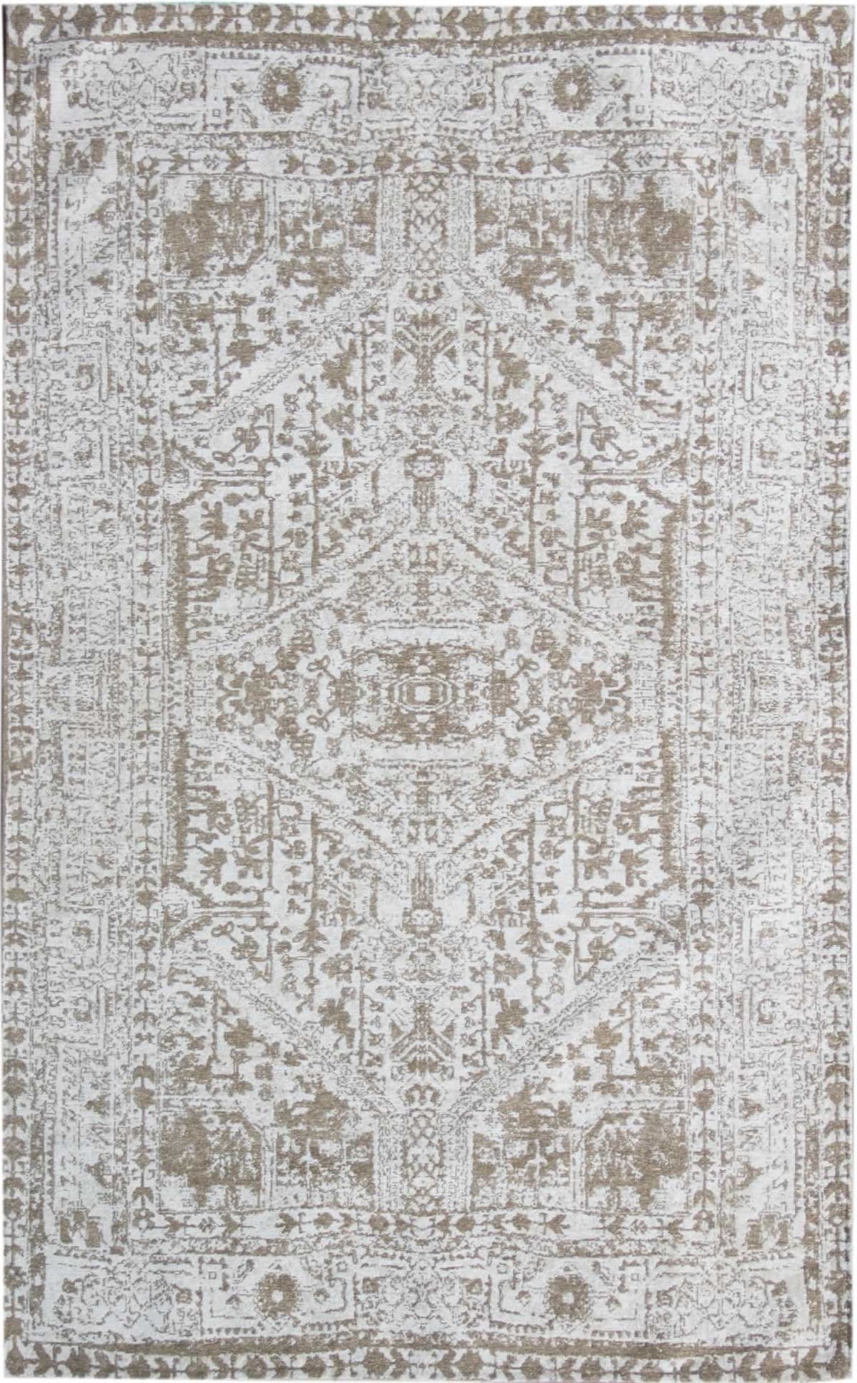TOLEDO TD 01 CREAM  Anti Bakteriyel Vintage Desenli Hav Toz vermez Yıkanabilir İnce Dokuma Halı