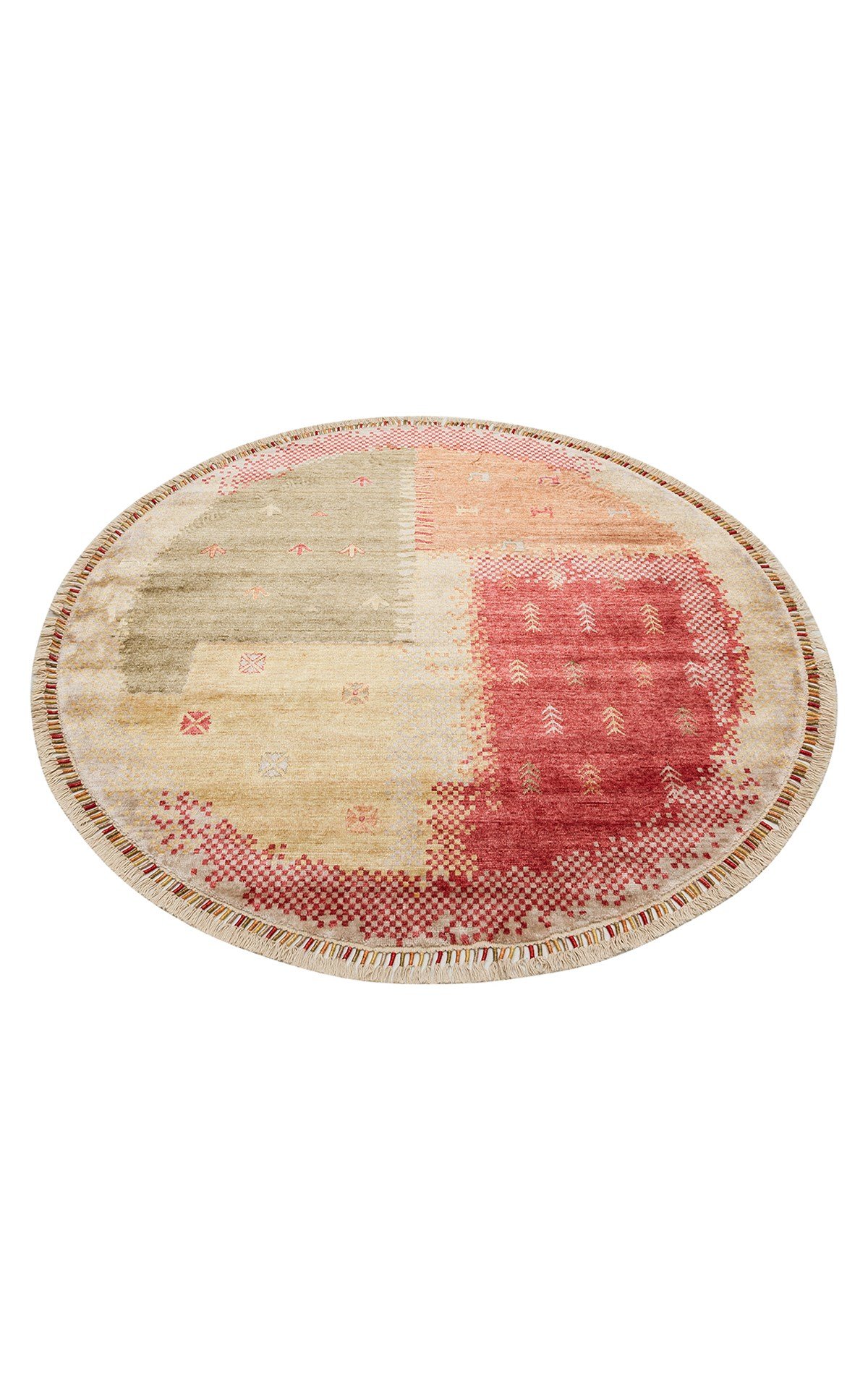 ZARA ZR 07 BEIGE AUTUMN Q  Otantik Desenli Özel Hav Vermeyen ve Kolay Temizlenebilir Tensel Kullanılarak El Emeği ile Özel Tezgahlarda Üretilen Modern Uşak Halısı