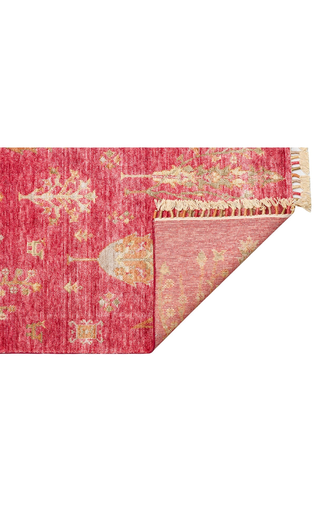 ZARA ZR 08 RED AUTUMN  Otantik Desenli Özel Hav Vermeyen ve Kolay Temizlenebilir Bambu Viskonu Kullanılarak El Emeği ile Özel Tezgahlarda Üretilen Modern Uşak Halısı