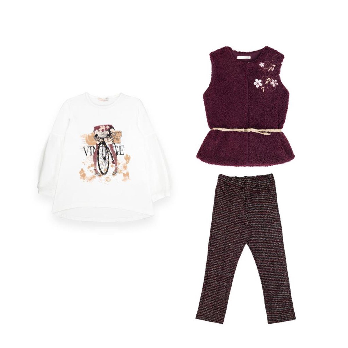 Baby Rose Yeleği Nakışlı Sim Pantolonlu Kız Takım (3-6 Yaş)