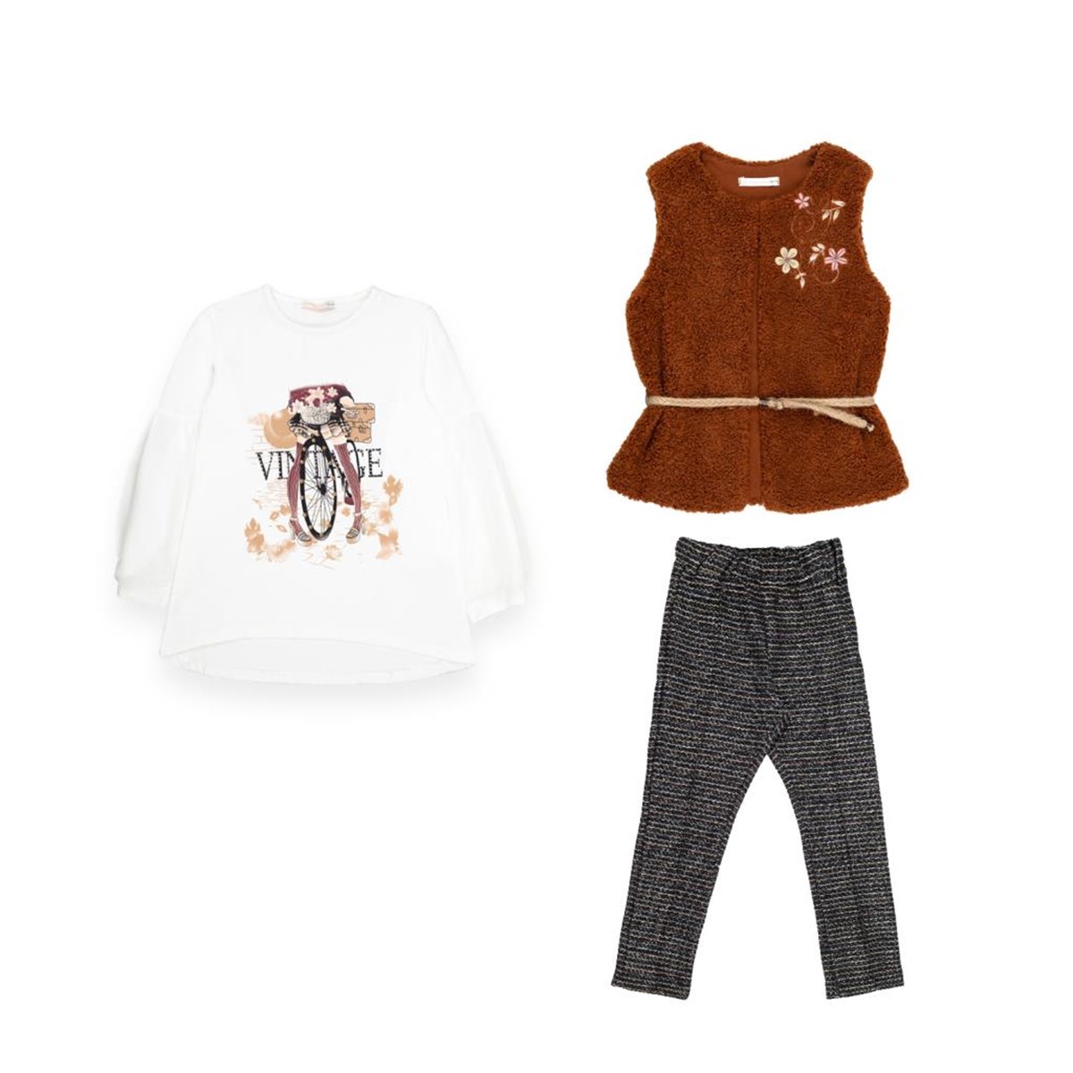 Baby Rose Yeleği Nakışlı Sim Pantolonlu Kız Takım (3-6 Yaş)