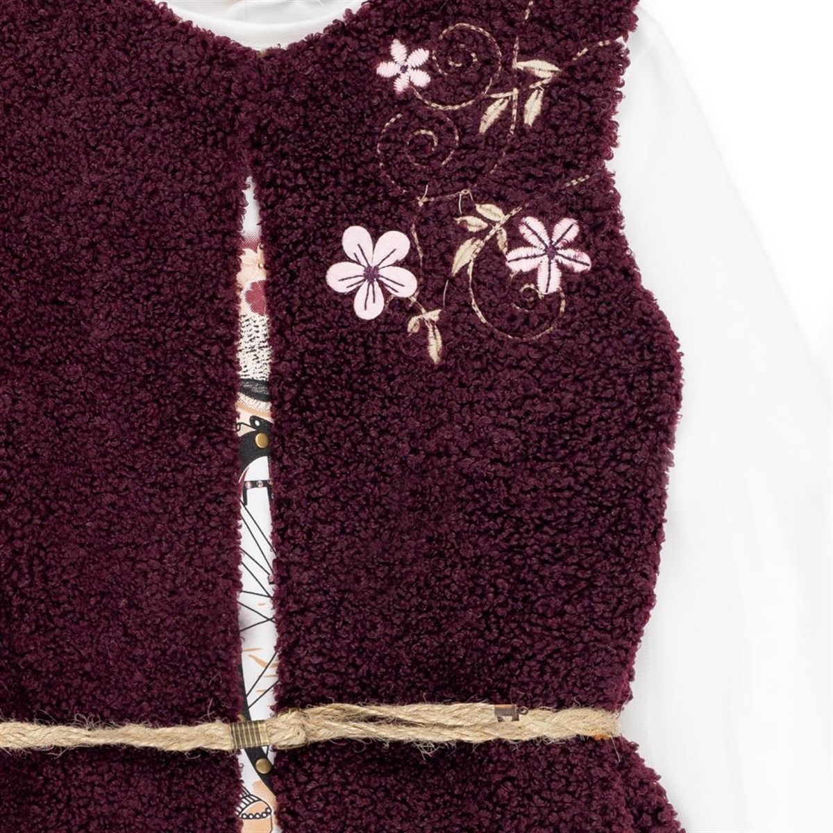 Baby Rose Yeleği Nakışlı Sim Pantolonlu Kız Takım (3-6 Yaş)