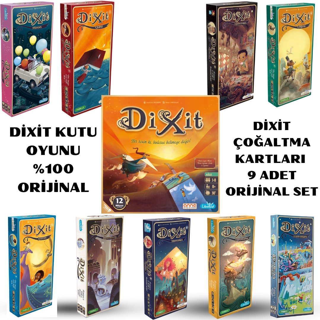 Dixit Kutu Oyunu ve 9 Adet Çoğaltma Kartı Seti | Asmodee Orijinal 8+ Yaş