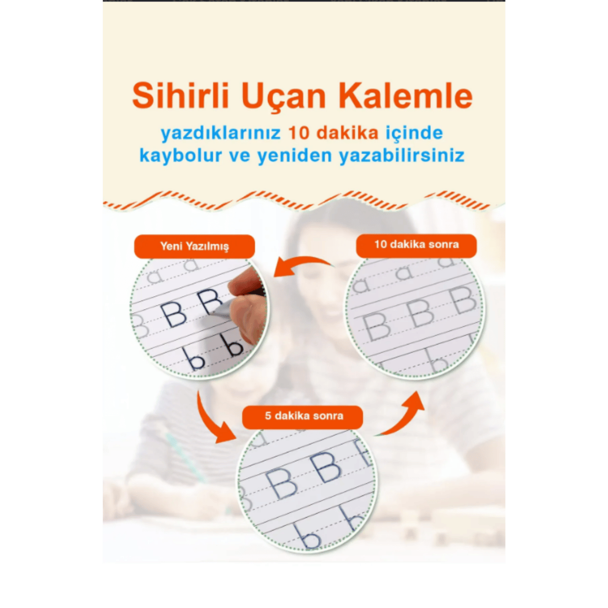 Harfleri ve Sayıları Yazmayı Kolayca Öğreten Kitap | Sihirli Uçan Kalemli Oluklu (Kabartmalı) | 4+ Yaş