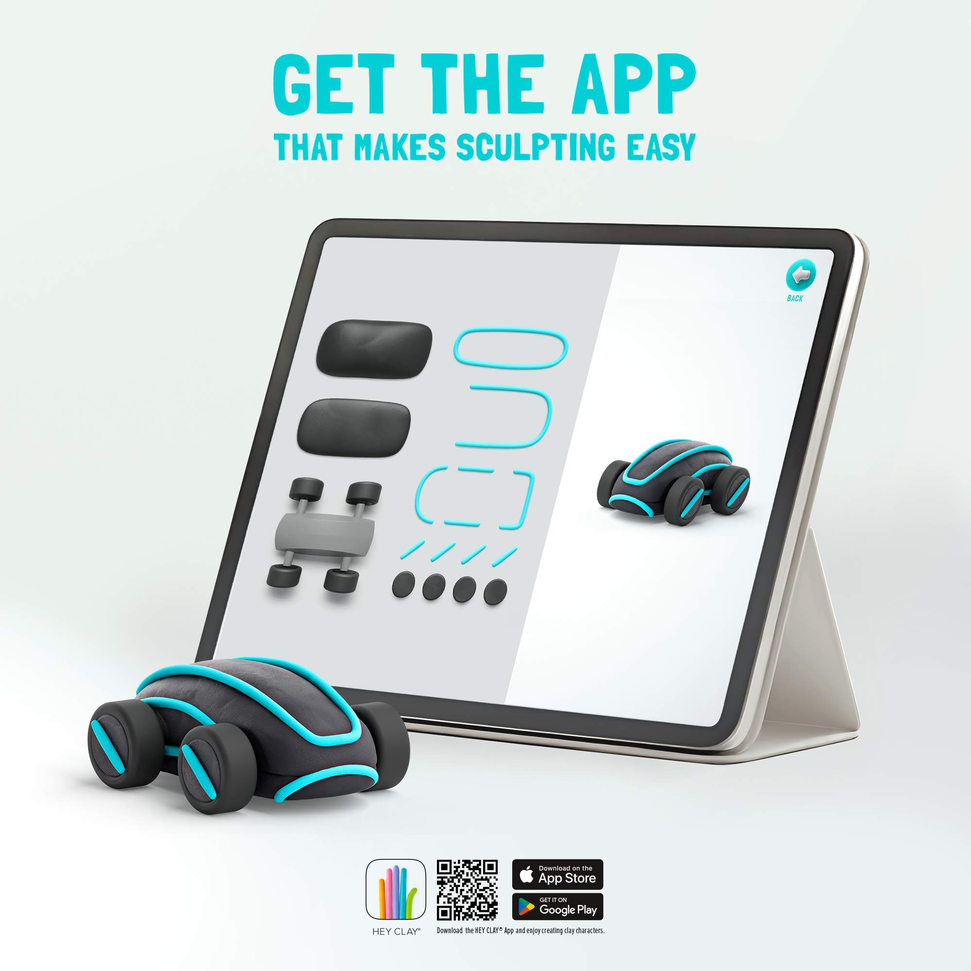 Hava ile Kuruyan Kil (2'li kutu) - Mavi  Siber Araba | Hey Clay 3+ Yaş