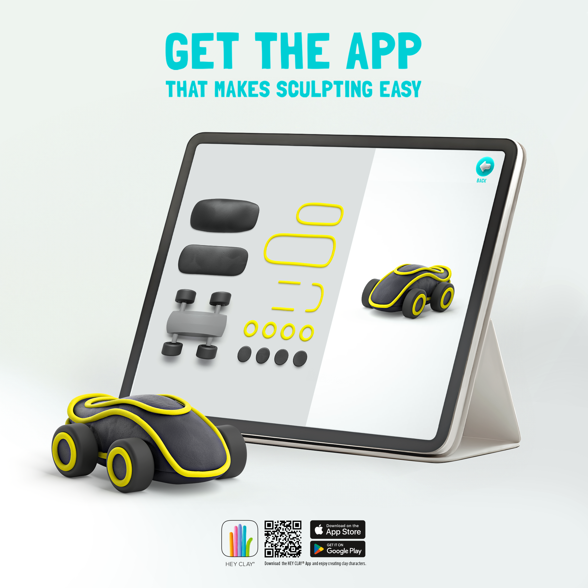 Hava ile Kuruyan Kil (2'li kutu) - Sarı  Siber Araba Hey Clay | 3+ Yaş