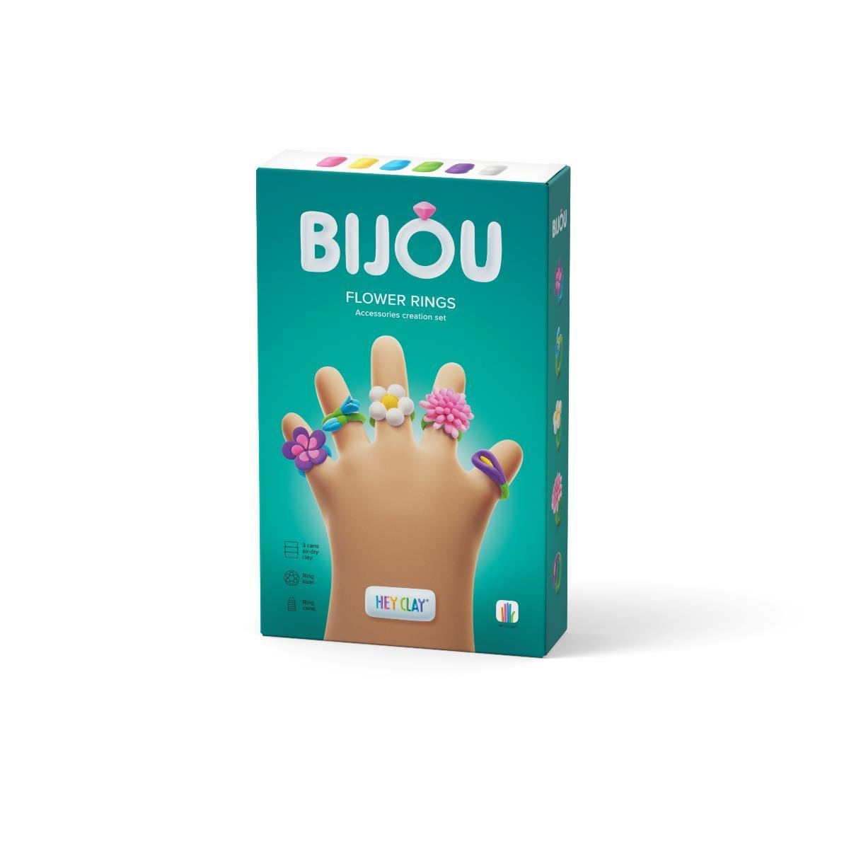 Hava ile Kuruyan Kil (3'lü kutu) - Takılar - Çiçek Yüzükleri Hey Clay | 3+ Yaş