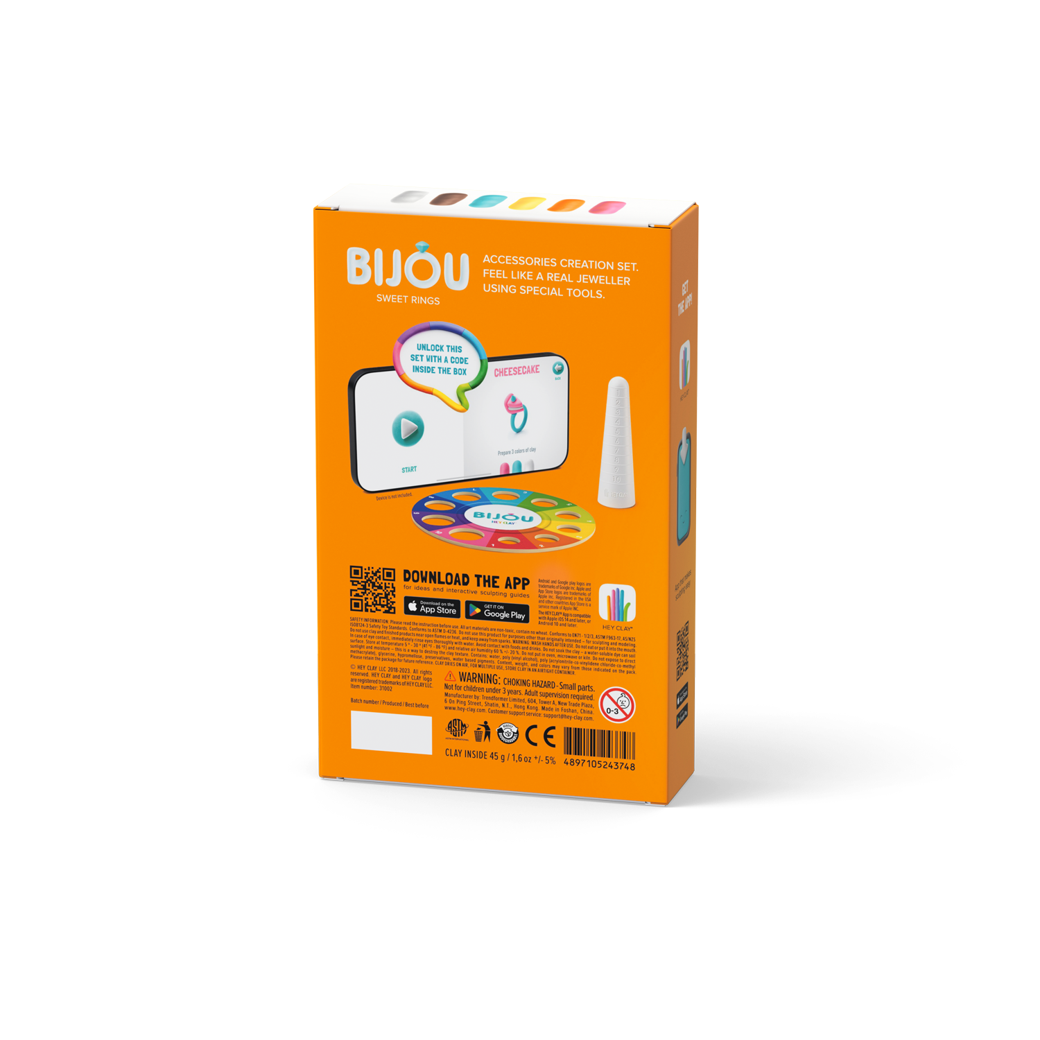 Hava ile Kuruyan Kil (3'lü kutu) - Takılar - Tatlı Yüzükler Hey Clay | 3+ Yaş