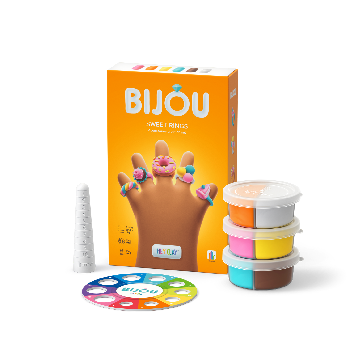 Hava ile Kuruyan Kil (3'lü kutu) - Takılar - Tatlı Yüzükler Hey Clay | 3+ Yaş