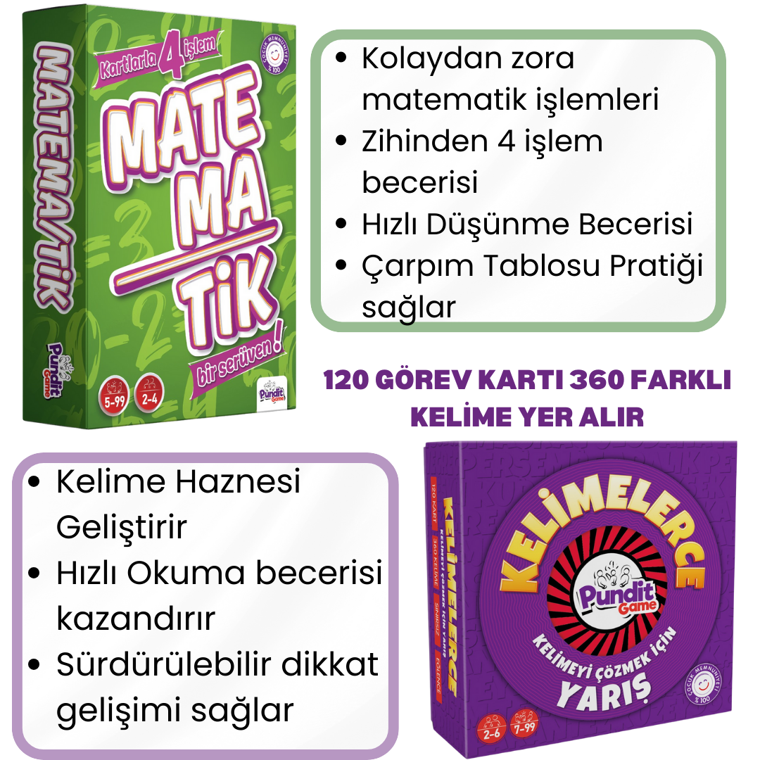 Kelimelerce - Matematik Kutu Oyunları Paketi | 7+ Yaş