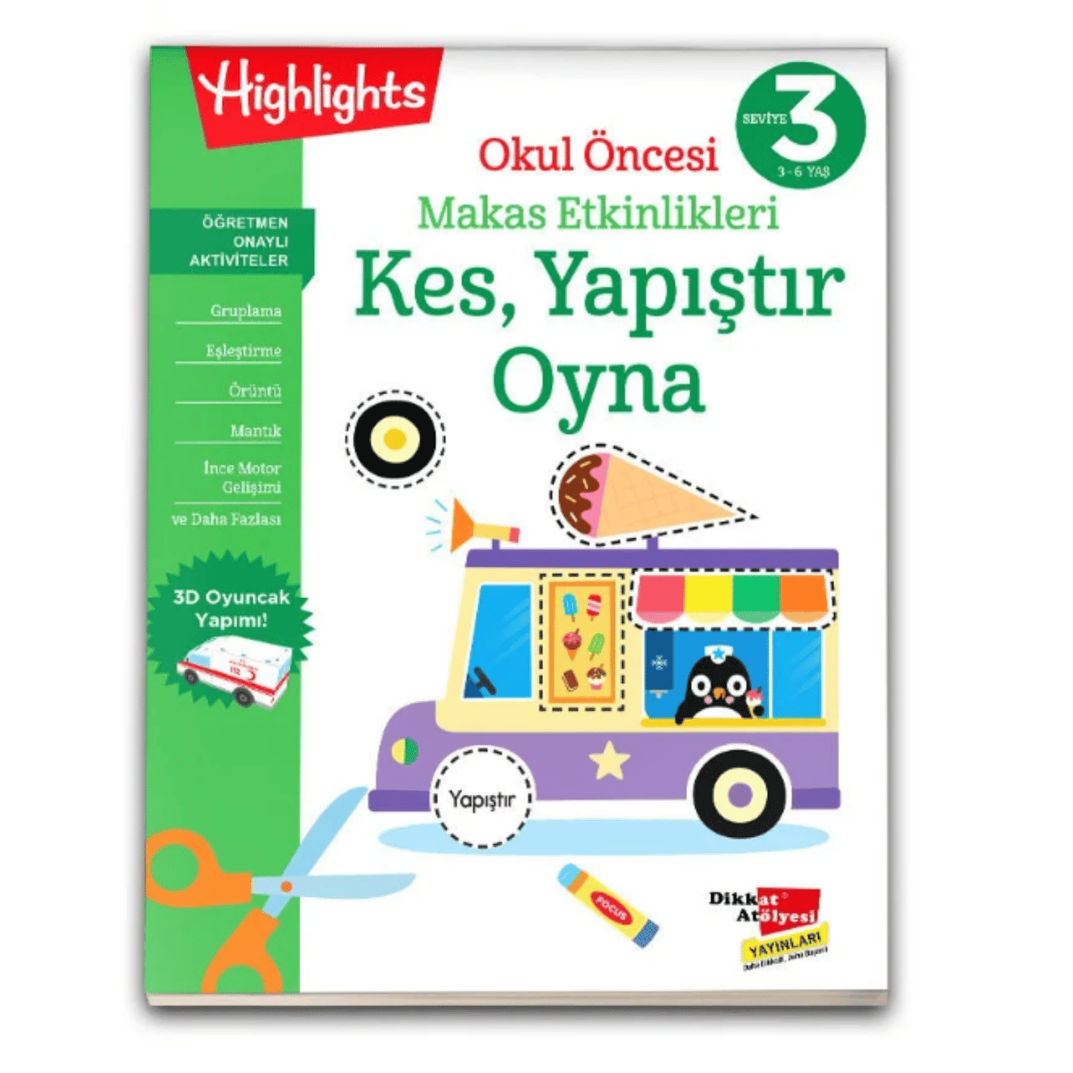 Okul Öncesi Makas Etkinlikleri Kes,Yapıştır, Oyna 4'Lü Set 