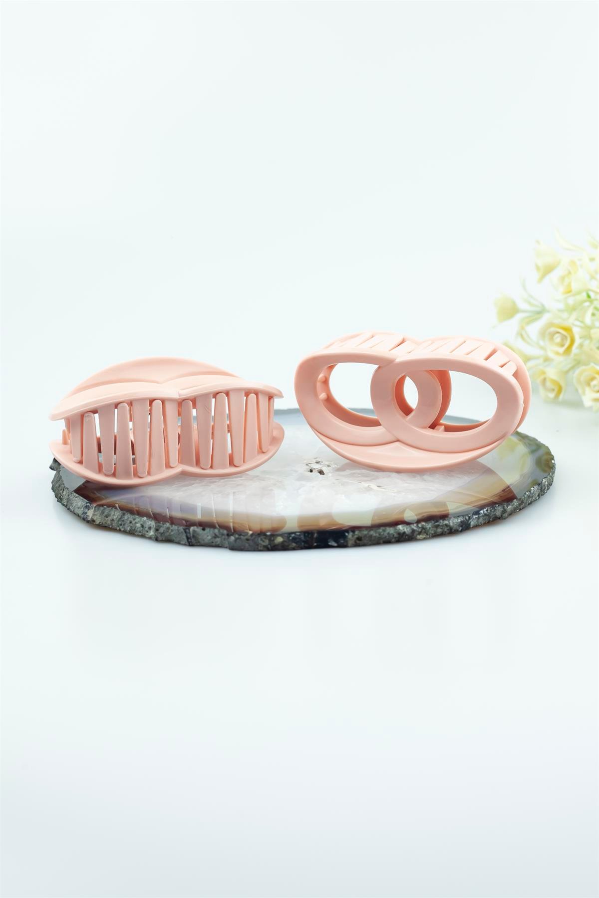 Açık Pembe Renk Halkalı Model Kıskaçlı Toka  4571