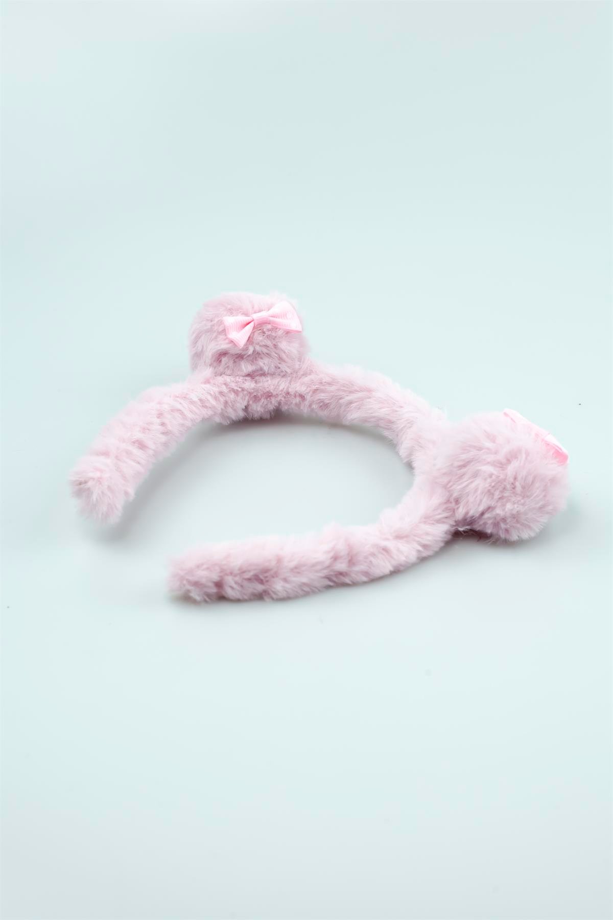 Açık Pembe Renk Topuzlu Tüylü Peluş Taç 4807