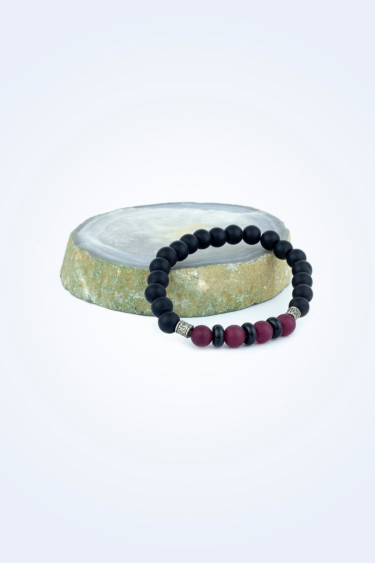 BORDO AKİK VE ONİKS DOĞALTAŞ BİLEKLİĞİ