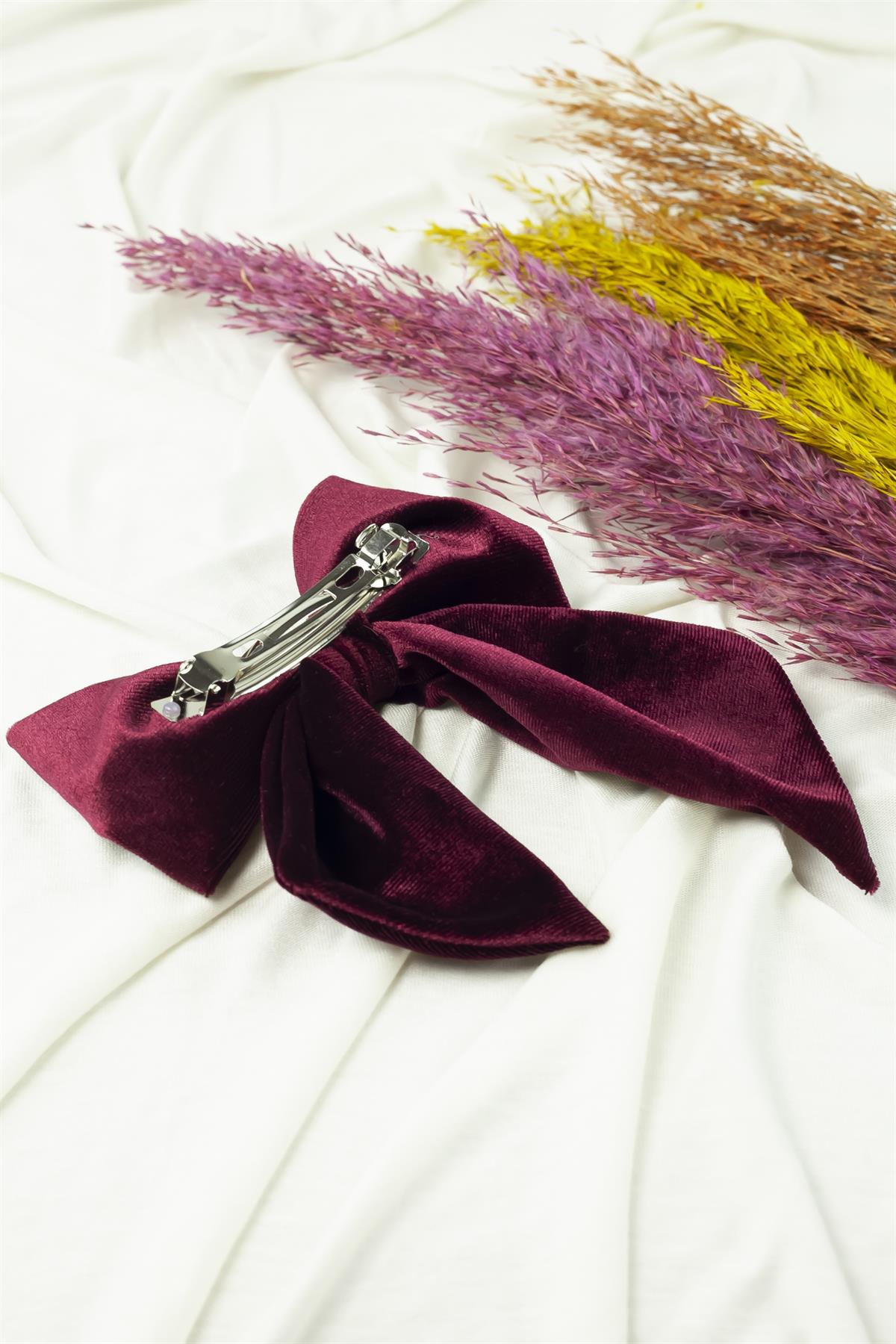 Bordo Renk Kumaş Çıtçıtlı Fiyonk Model Toka 2776