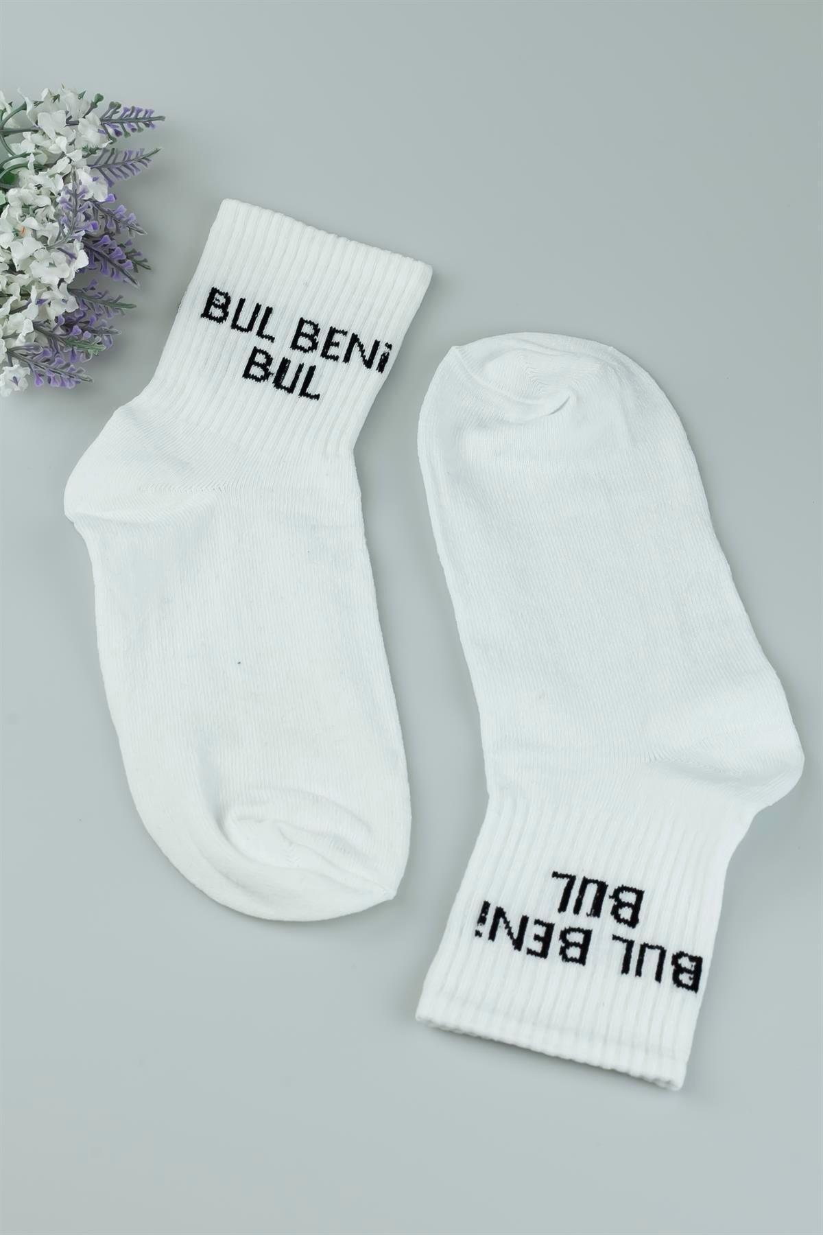 Bul Beni Bul Komik Baskılı Kolej Çorap Bay Bayan 2885